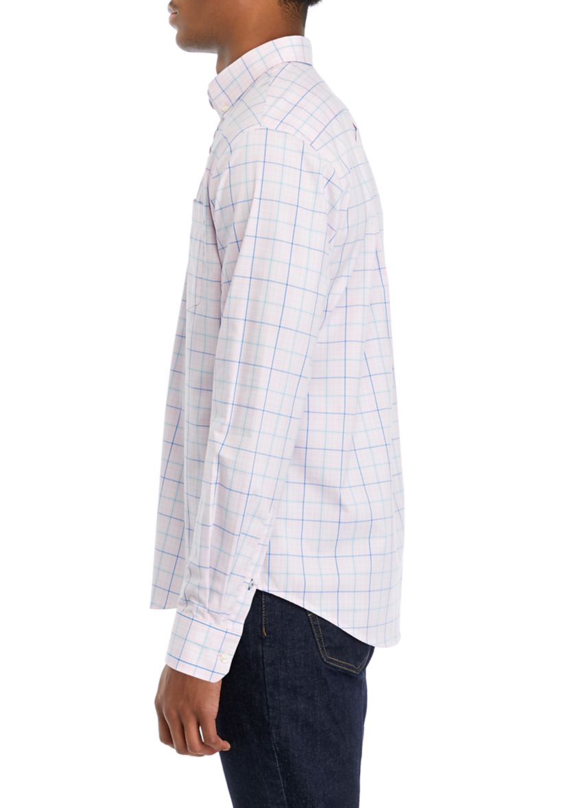 Performance Comfort Long Sleeve Plaid Button Down Shirt