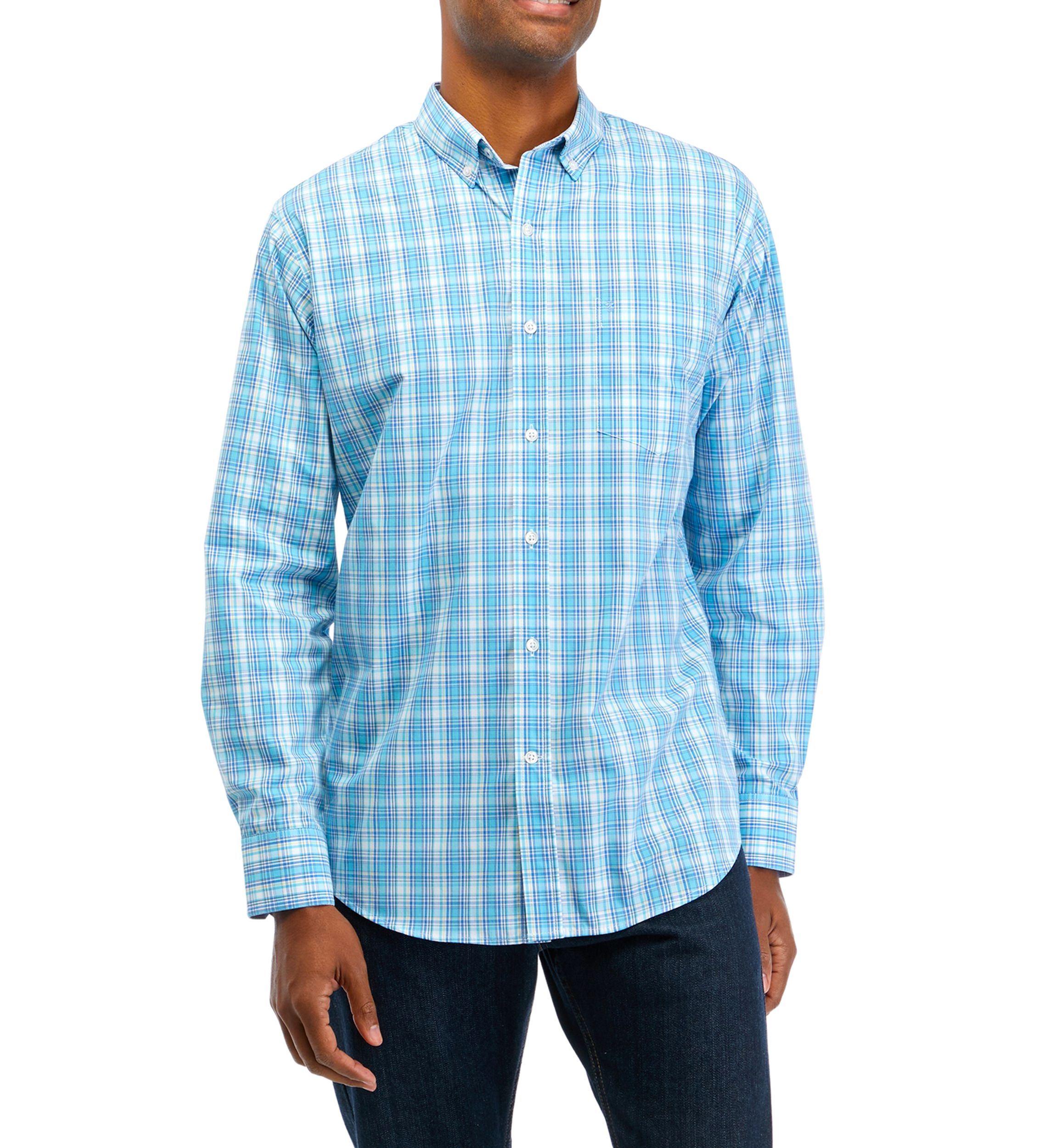 Performance Comfort Long Sleeve Plaid Button Down Shirt