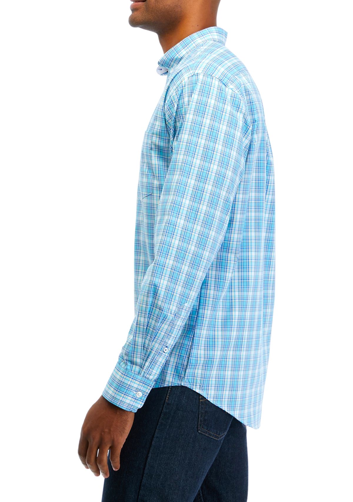 Performance Comfort Long Sleeve Plaid Button Down Shirt