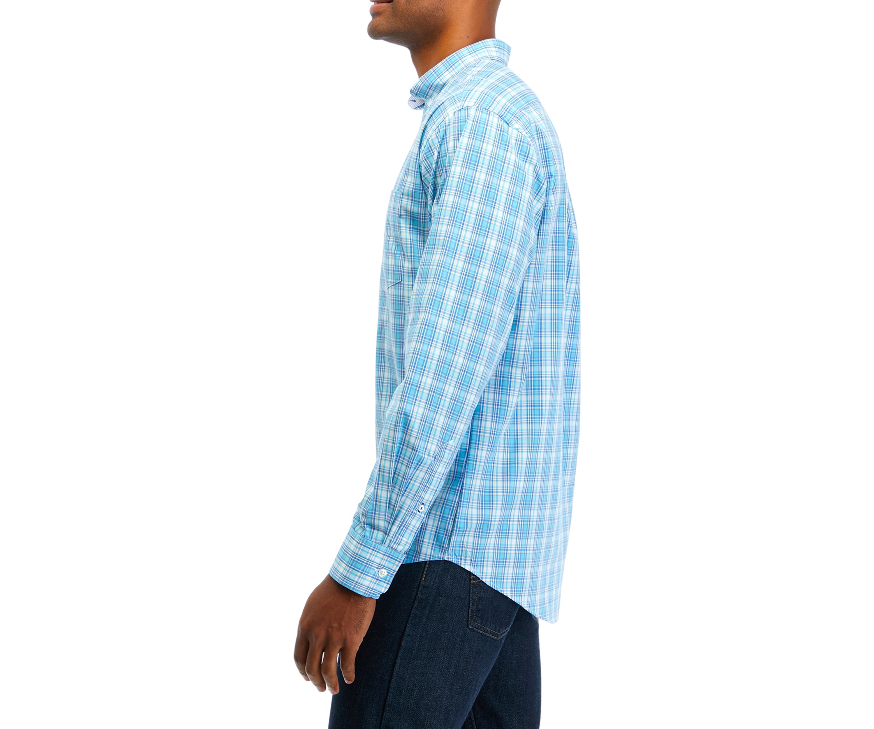 Performance Comfort Long Sleeve Plaid Button Down Shirt