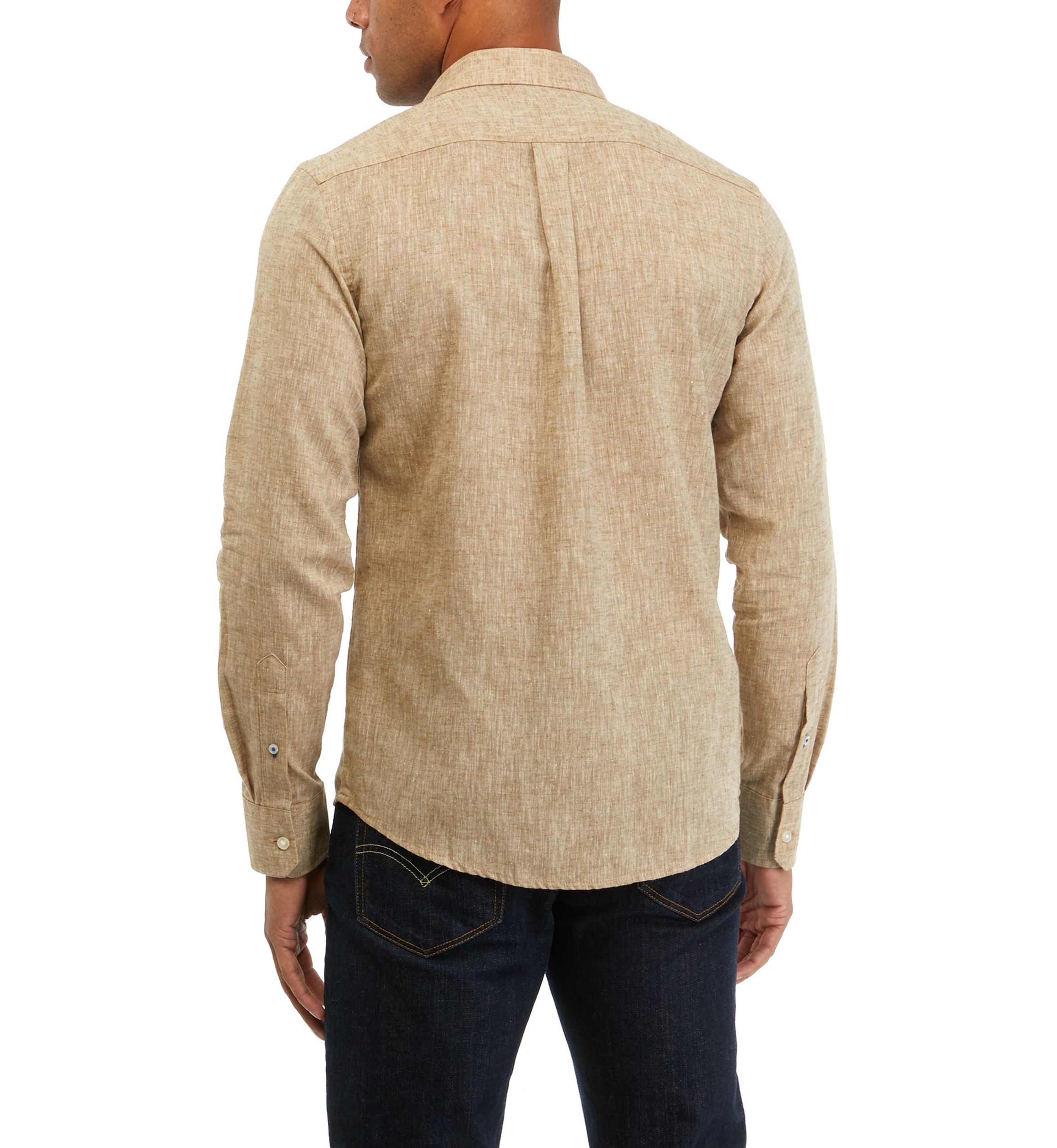 Mens Long Sleeve Linen Button Down Shirt