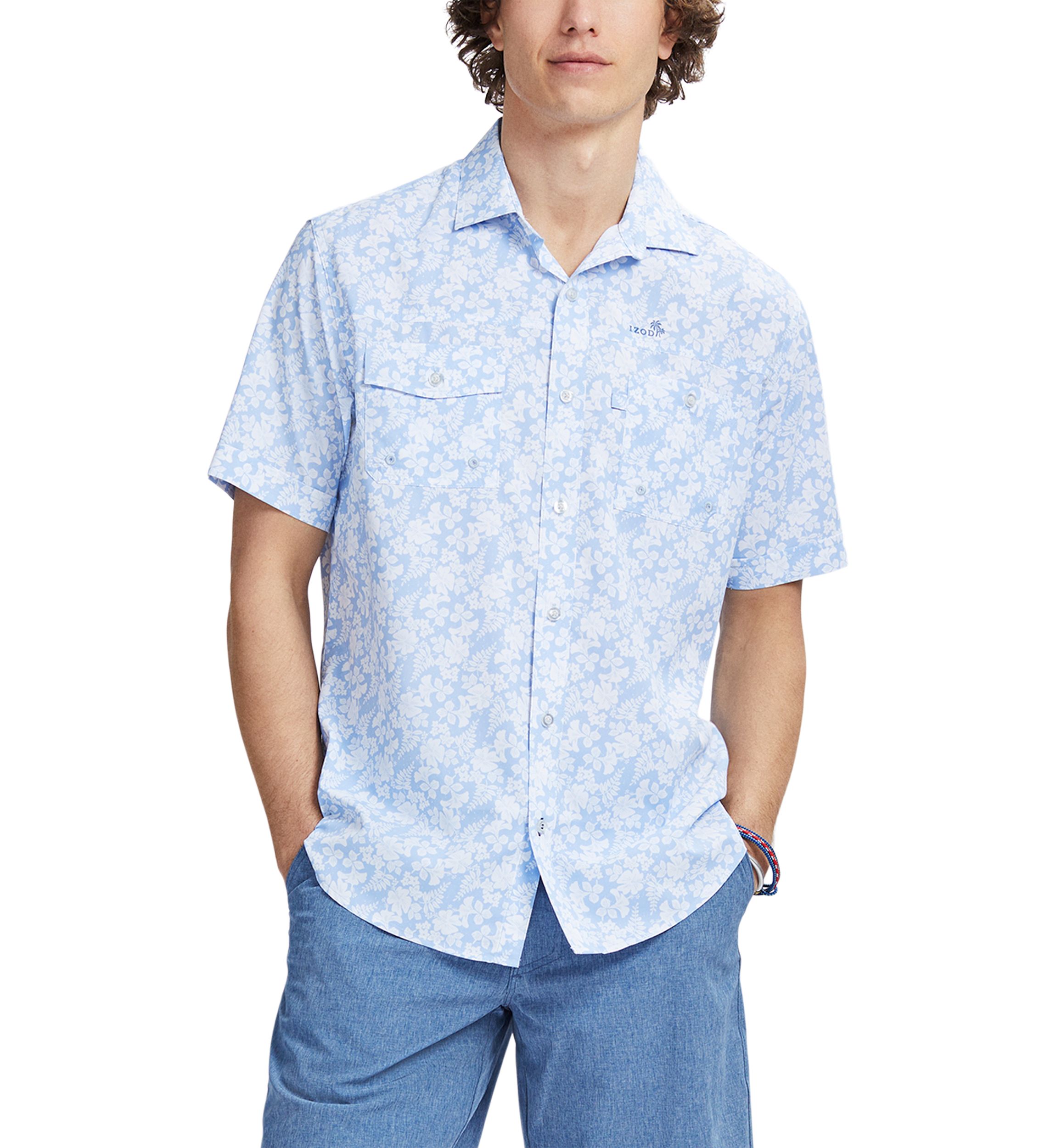 Sunshield Performance Short Sleeve Printed Button Down Shirt