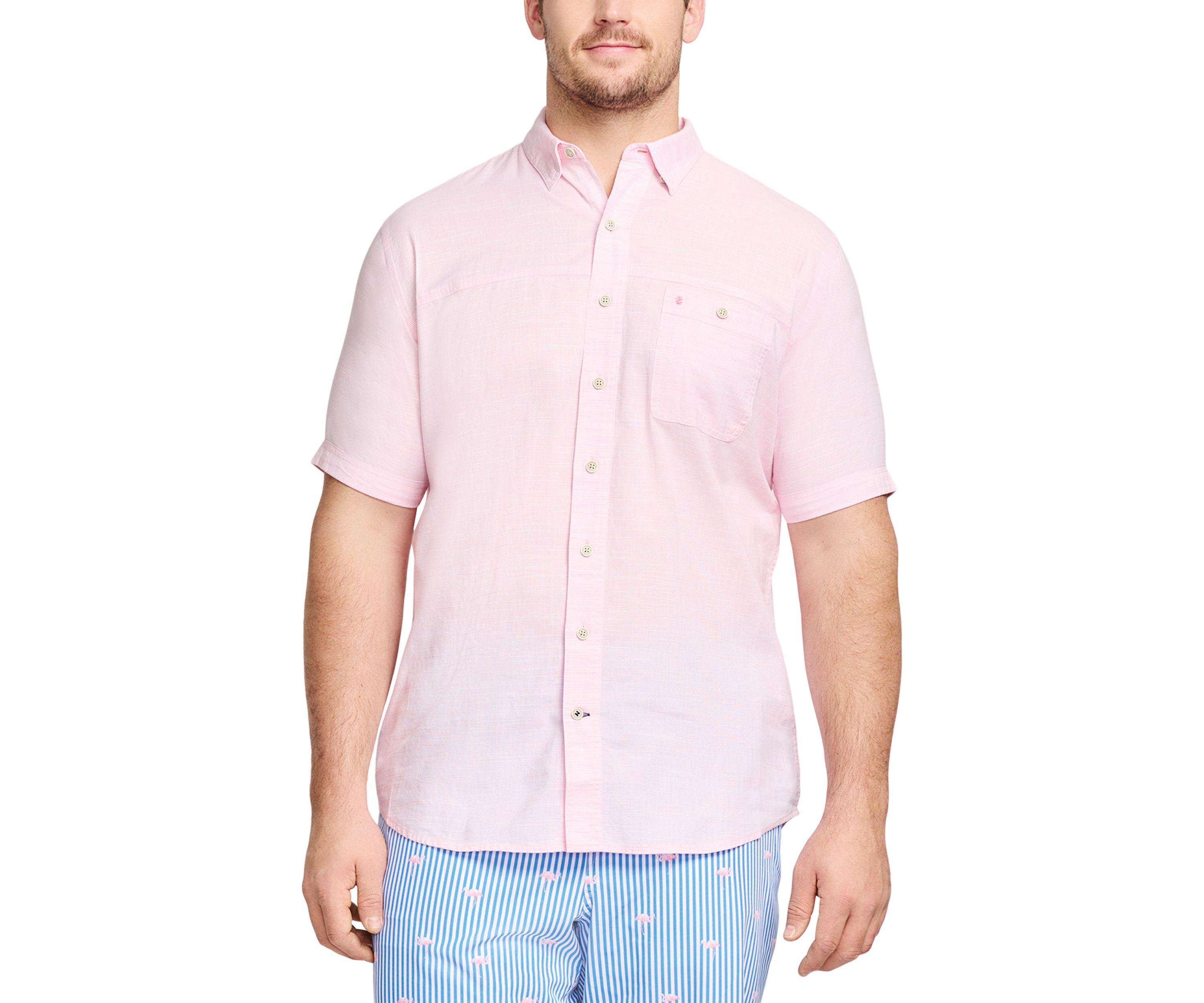 Big & Tall Dockside Chambray Short Sleeve Button Down Shirt