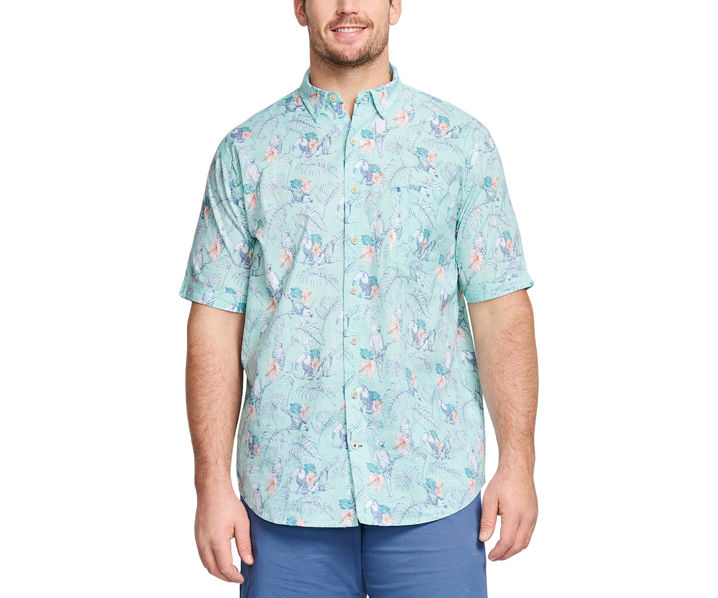 Big & Tall Dockside Chambray Short Sleeve Button Down Shirt