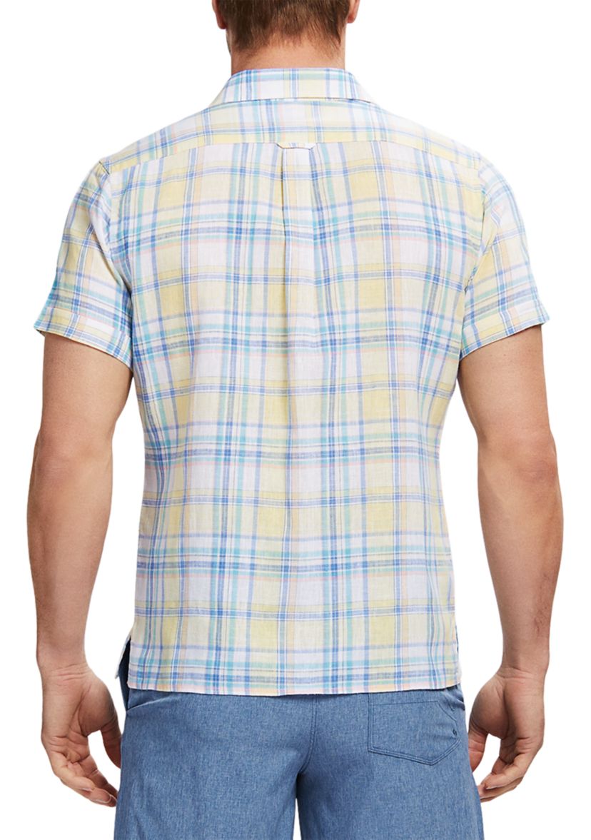 Short Sleeve Madras Button Down Shirt