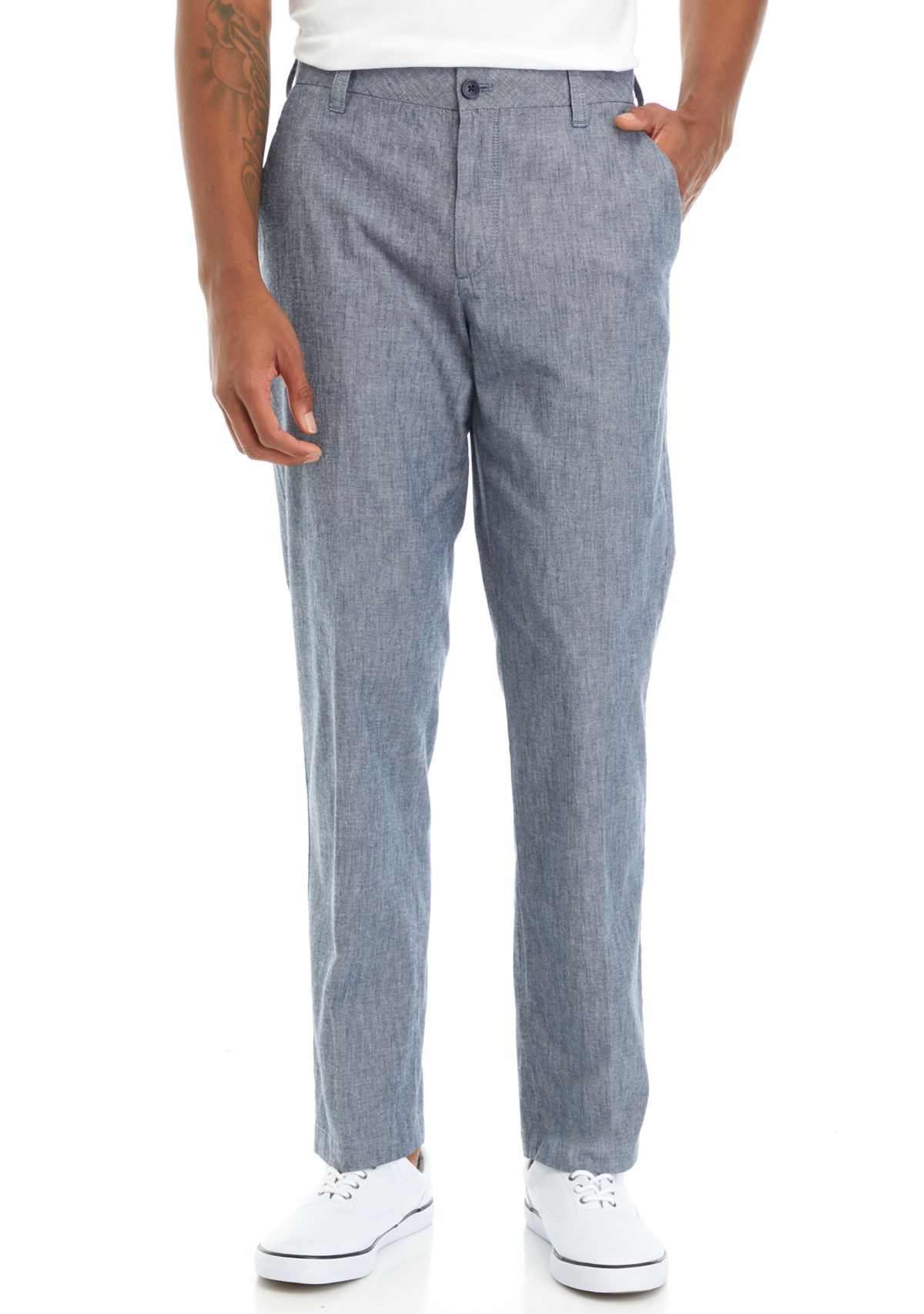 IZOD Flat Front Chambray Pants | Belk