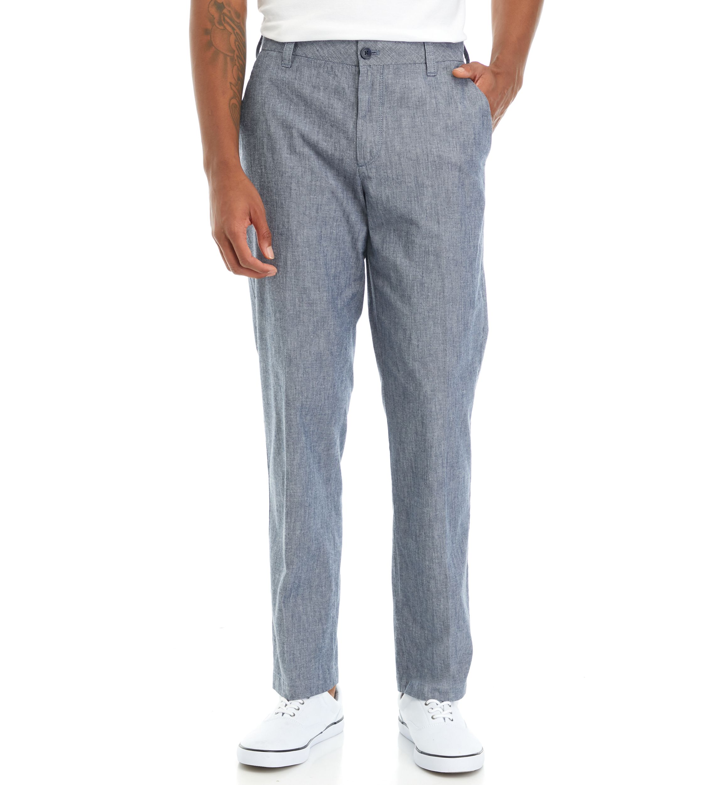 Flat Front Chambray Pants