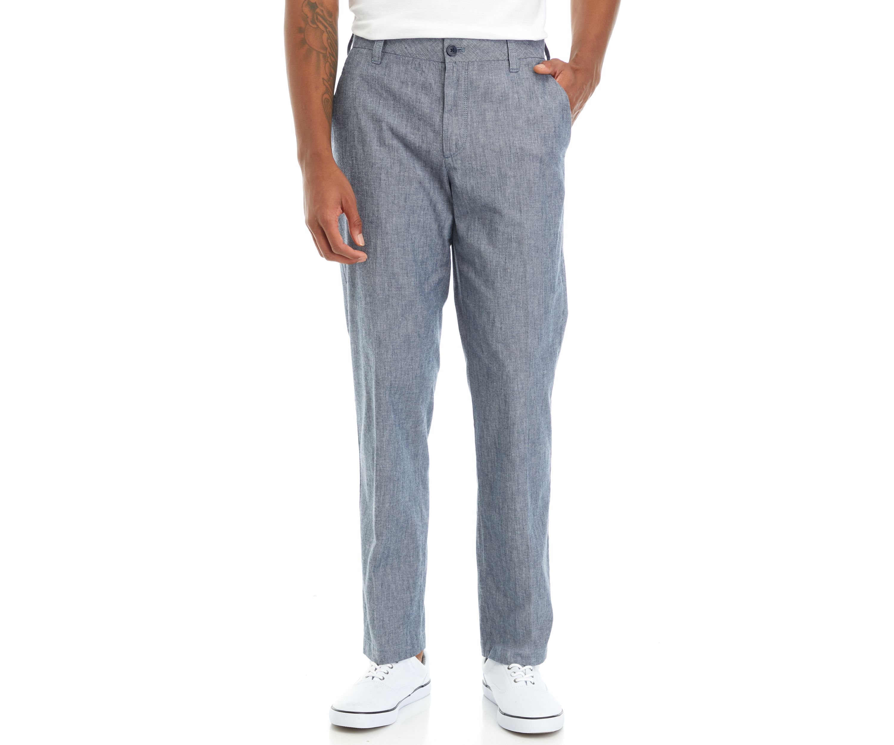 Flat Front Chambray Pants