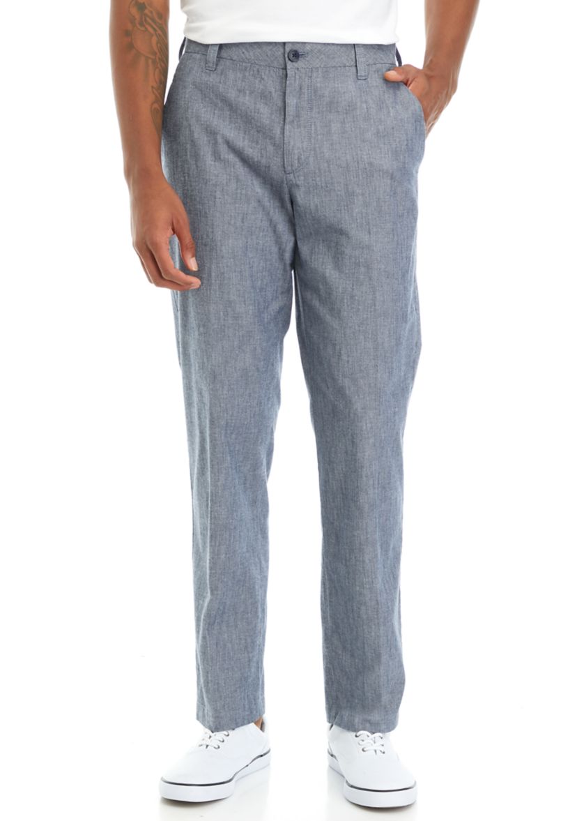 Flat Front Chambray Pants