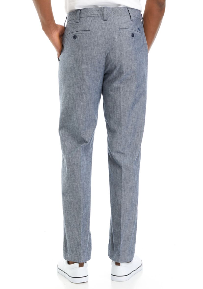 Flat Front Chambray Pants
