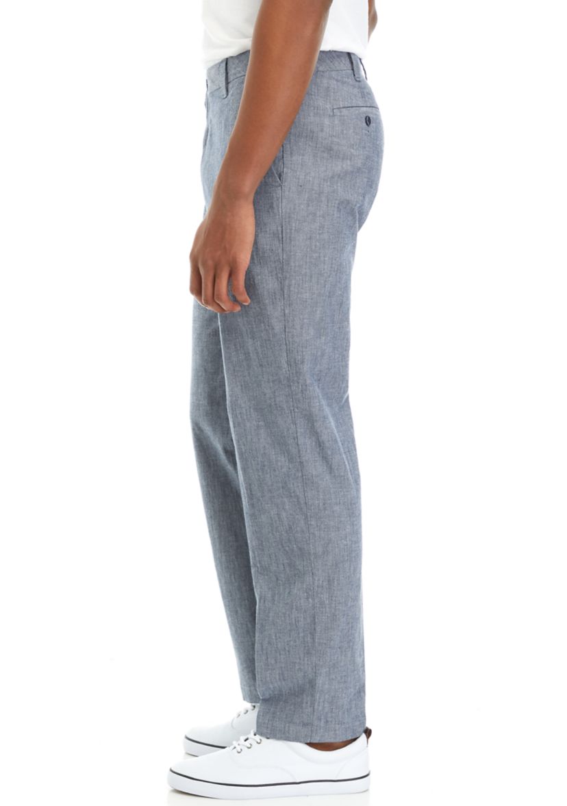 Flat Front Chambray Pants