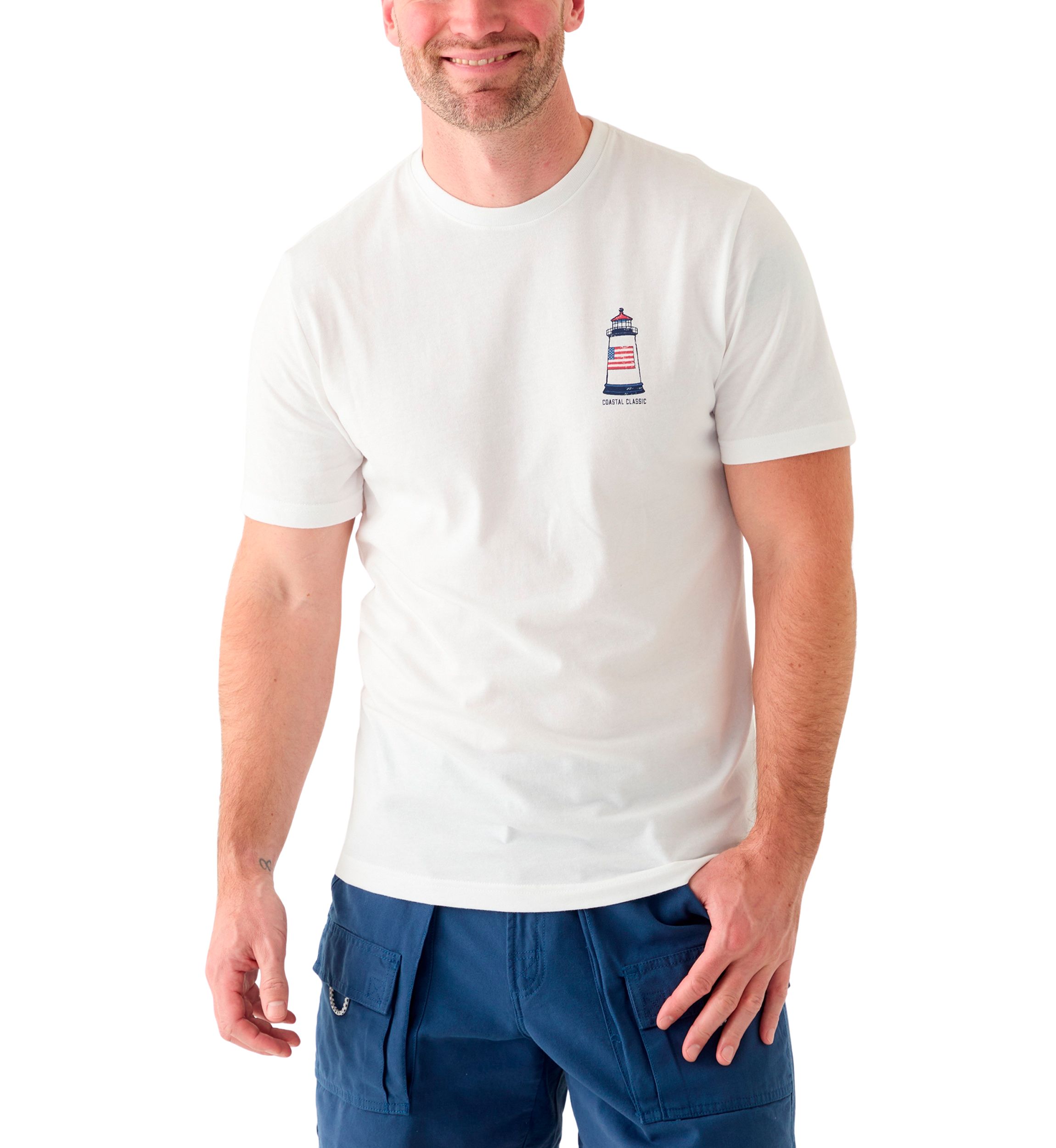 T-shirt IZOD Homme Coupe Classique - XL, Bleu Marine, Coton (occasion Très Bon état)