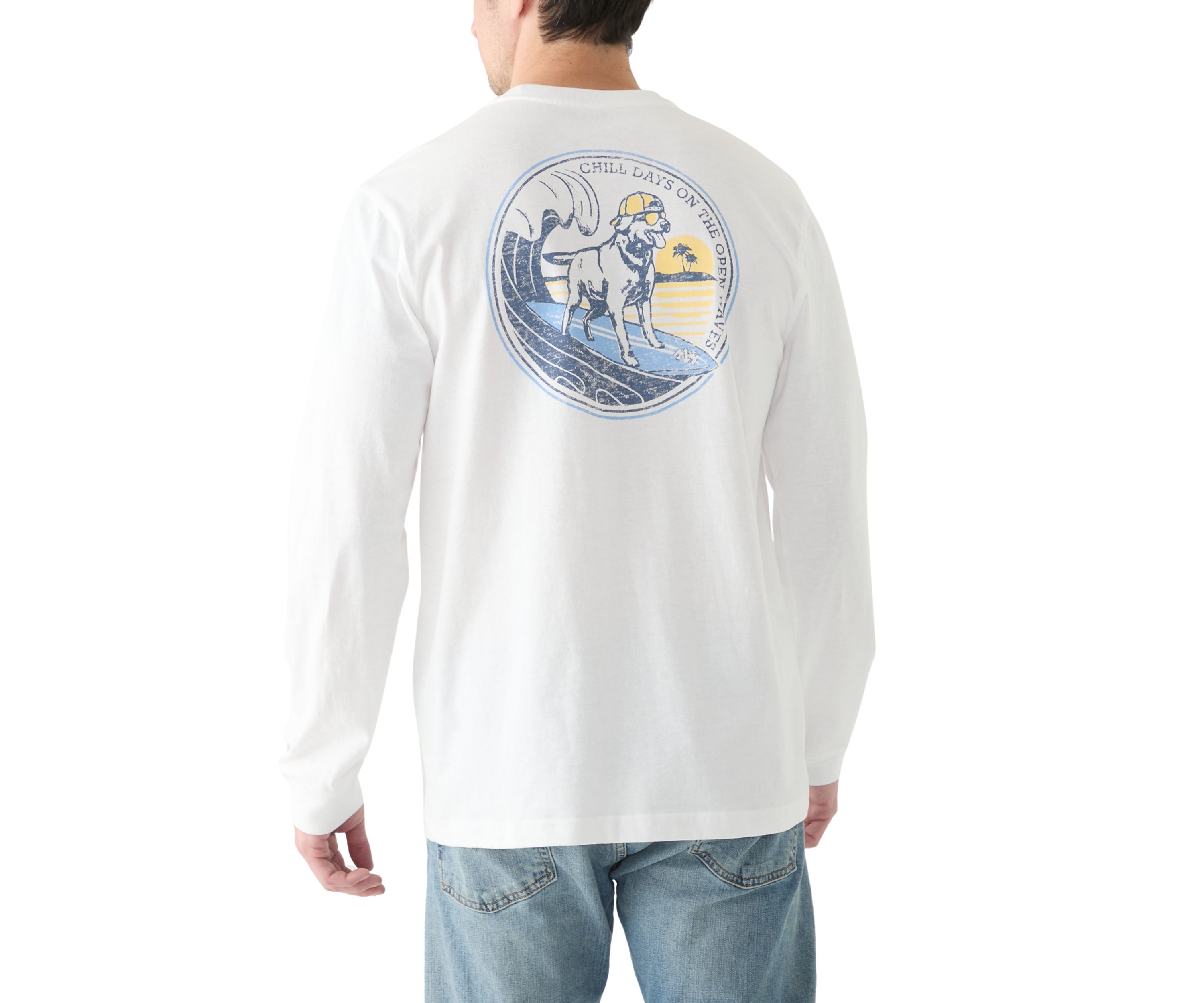 Long Sleeve Soft Washed Graphic Crew Neck T-Shirt 