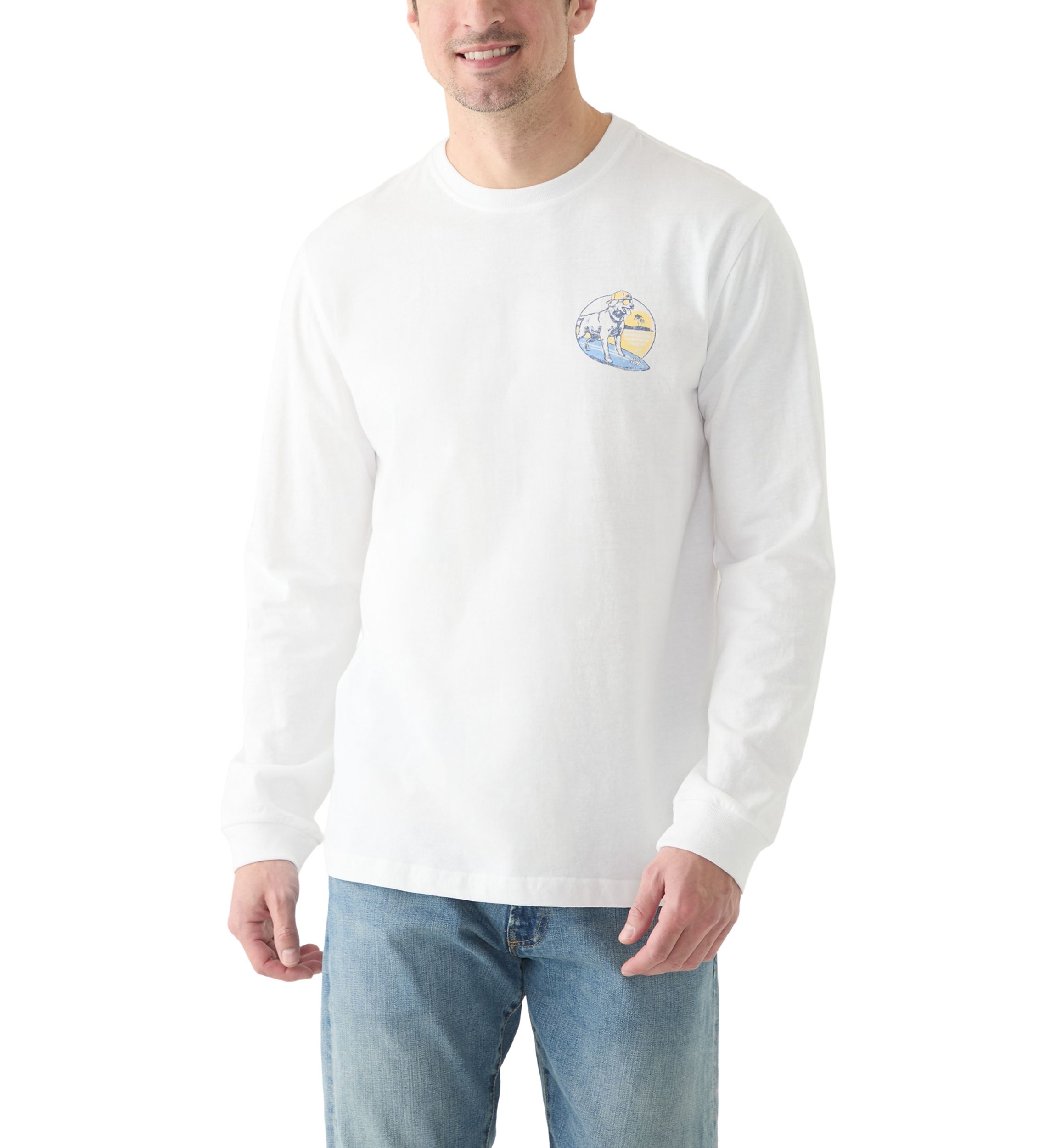 Long Sleeve Soft Washed Graphic Crew Neck T-Shirt 