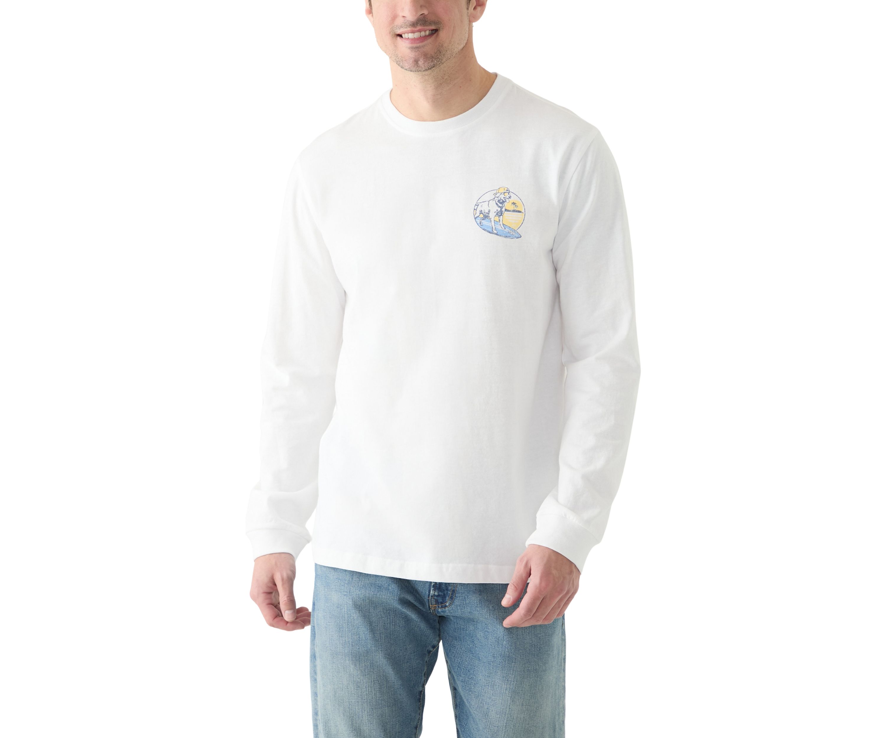 Long Sleeve Soft Washed Graphic Crew Neck T-Shirt 