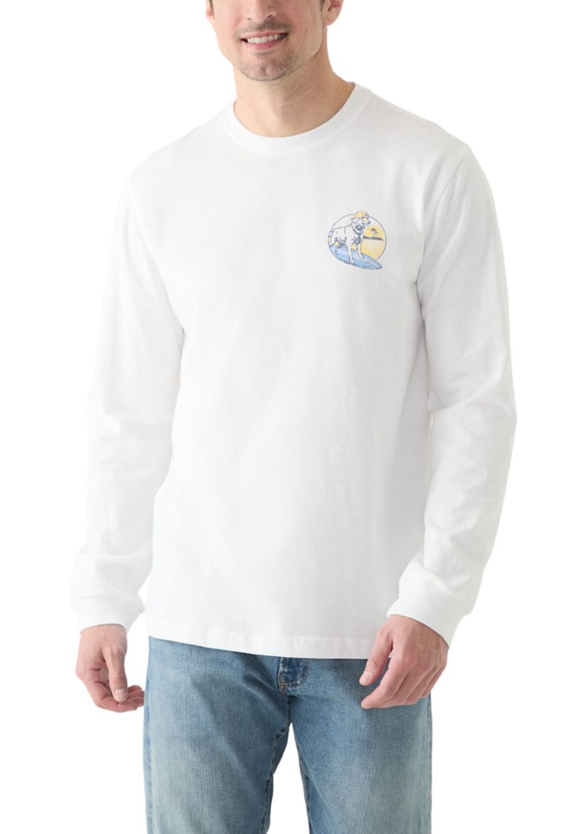 Long Sleeve Soft Washed Graphic Crew Neck T-Shirt 