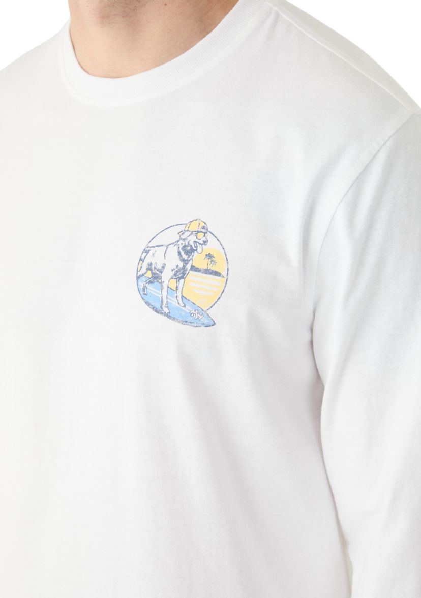 Long Sleeve Soft Washed Graphic Crew Neck T-Shirt 