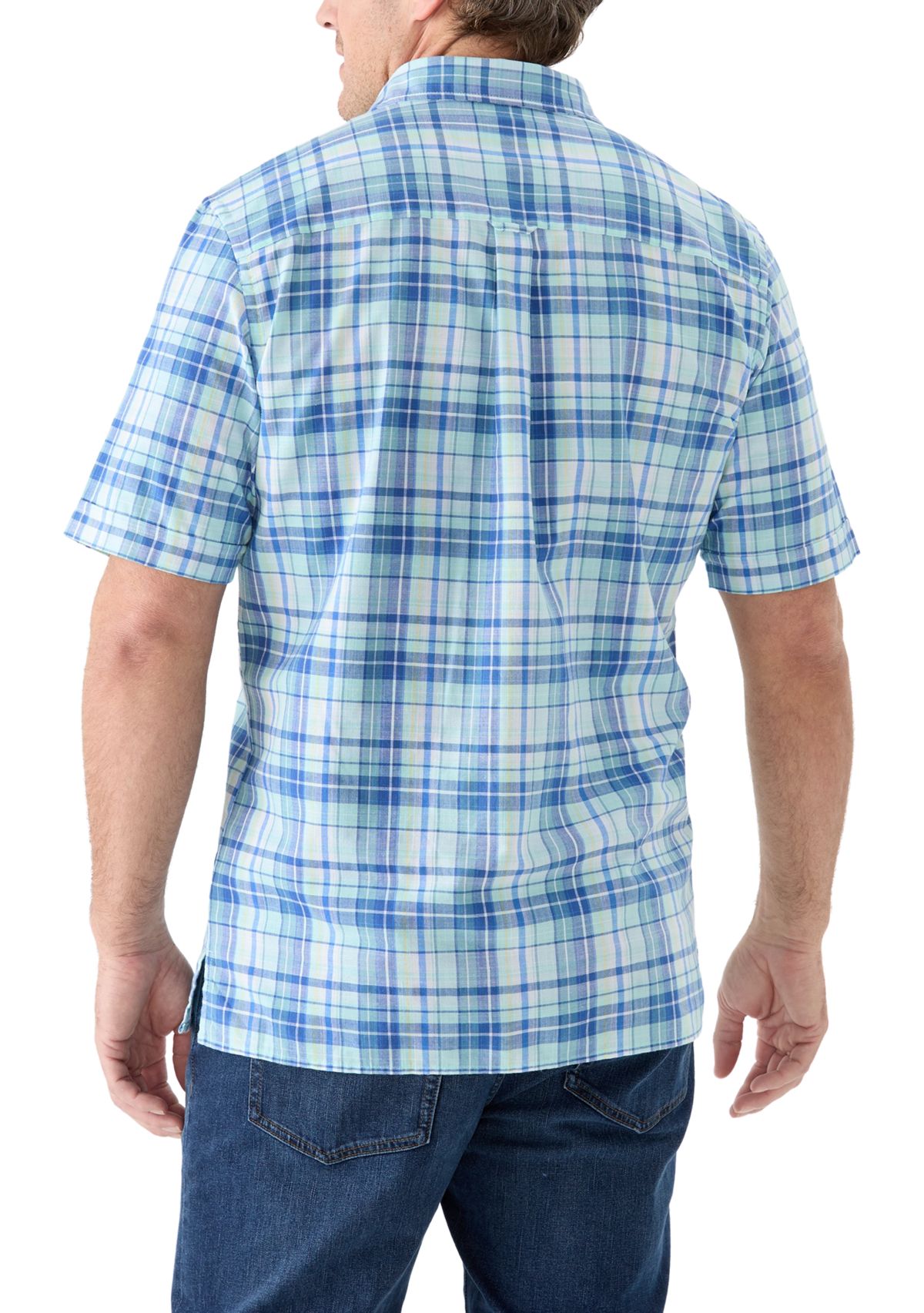 Big & Tall Short Sleeve Madras Plaid Shirt 
