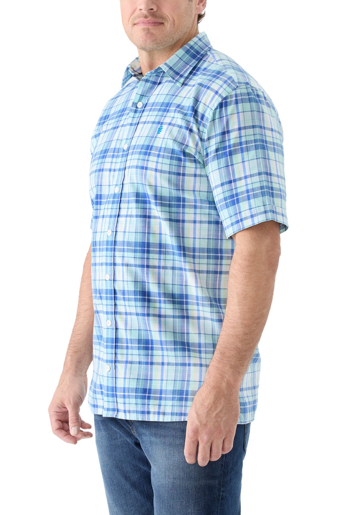 Big & Tall Short Sleeve Madras Plaid Shirt 