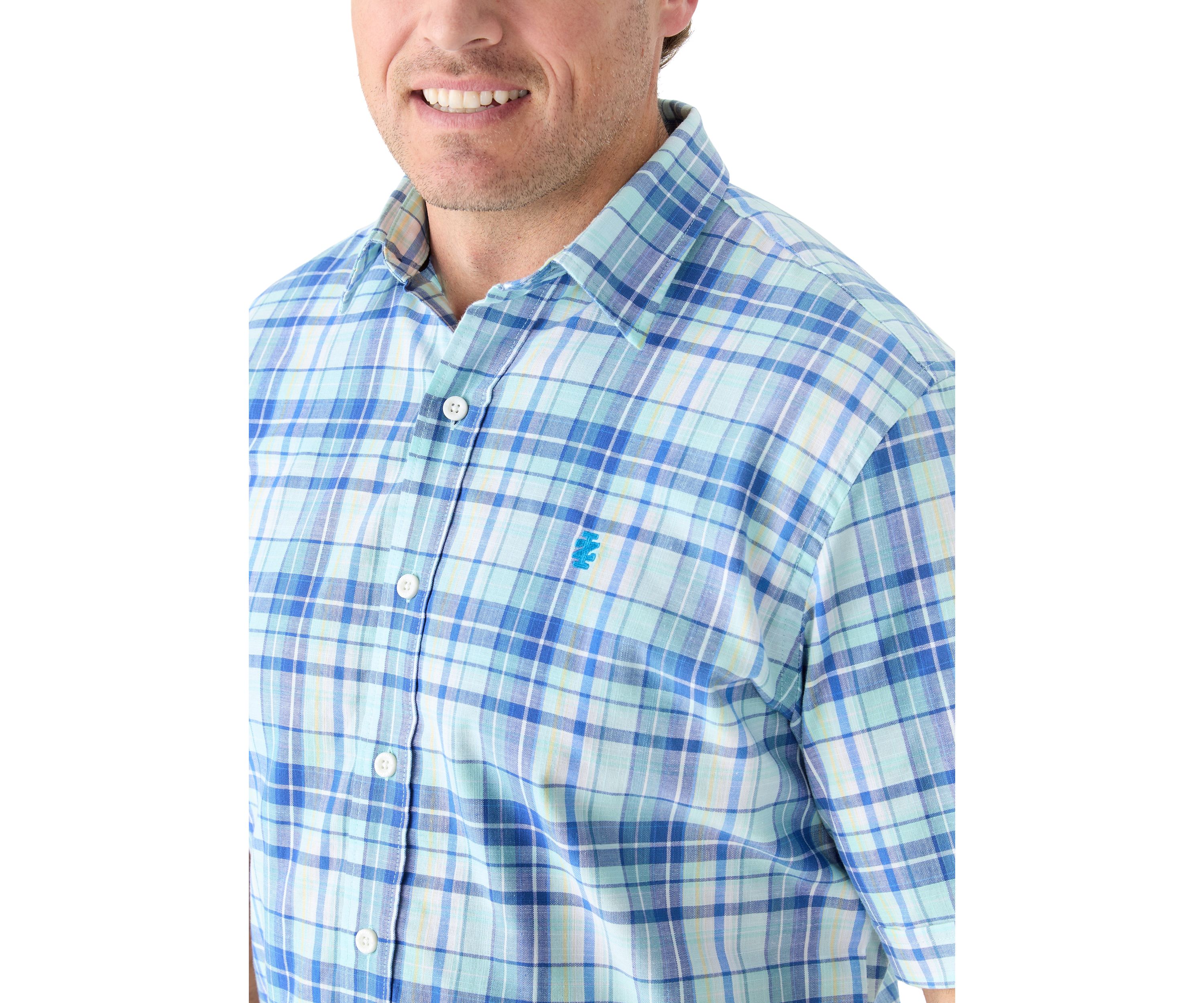 Big & Tall Short Sleeve Madras Plaid Shirt 