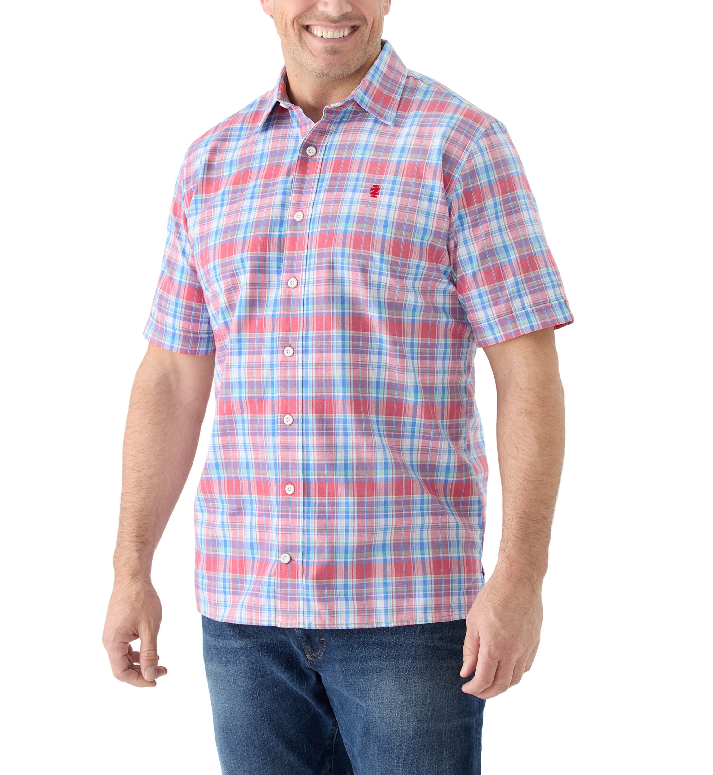 Big & Tall Short Sleeve Madras Plaid Shirt 