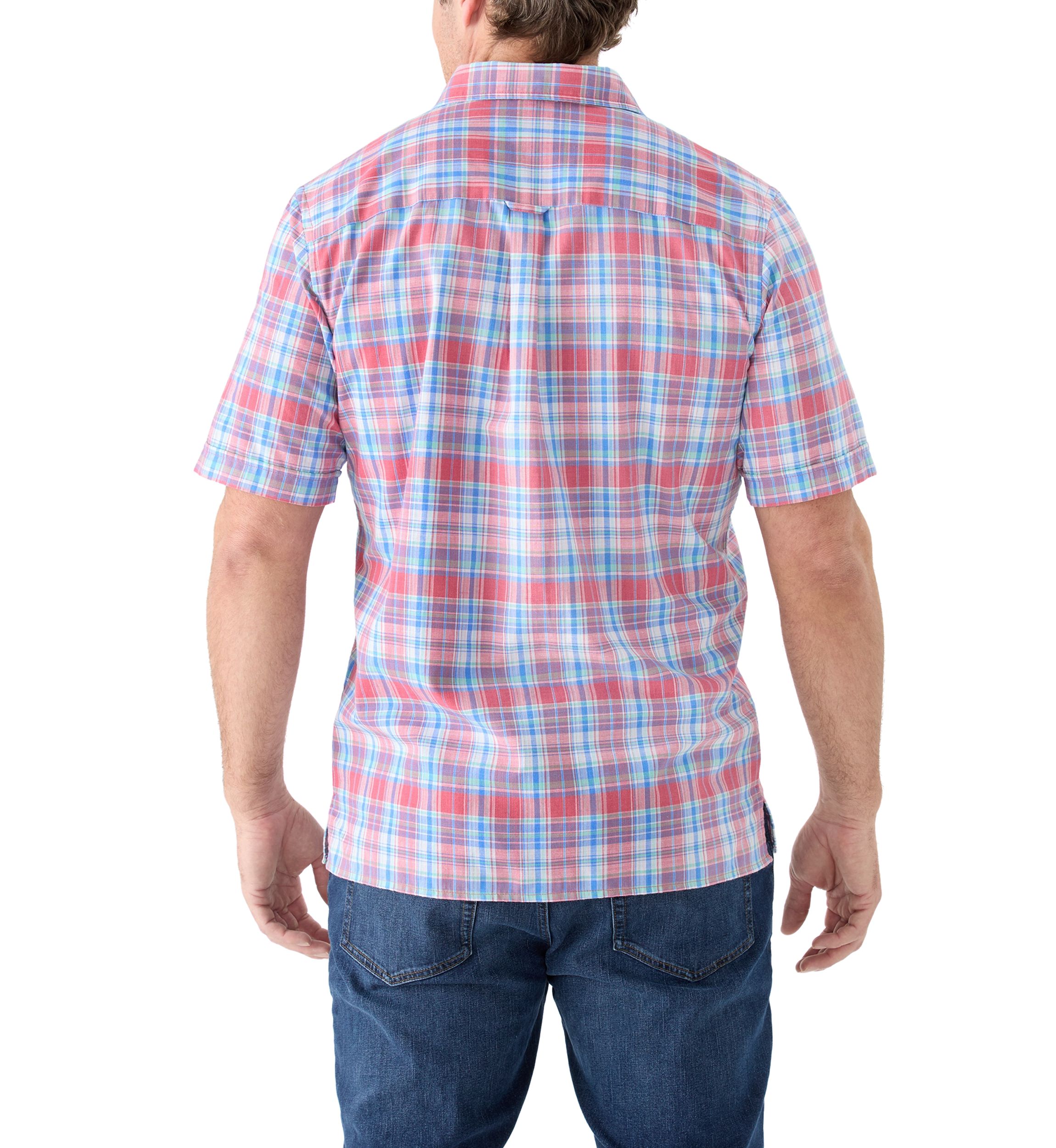 Big & Tall Short Sleeve Madras Plaid Shirt 