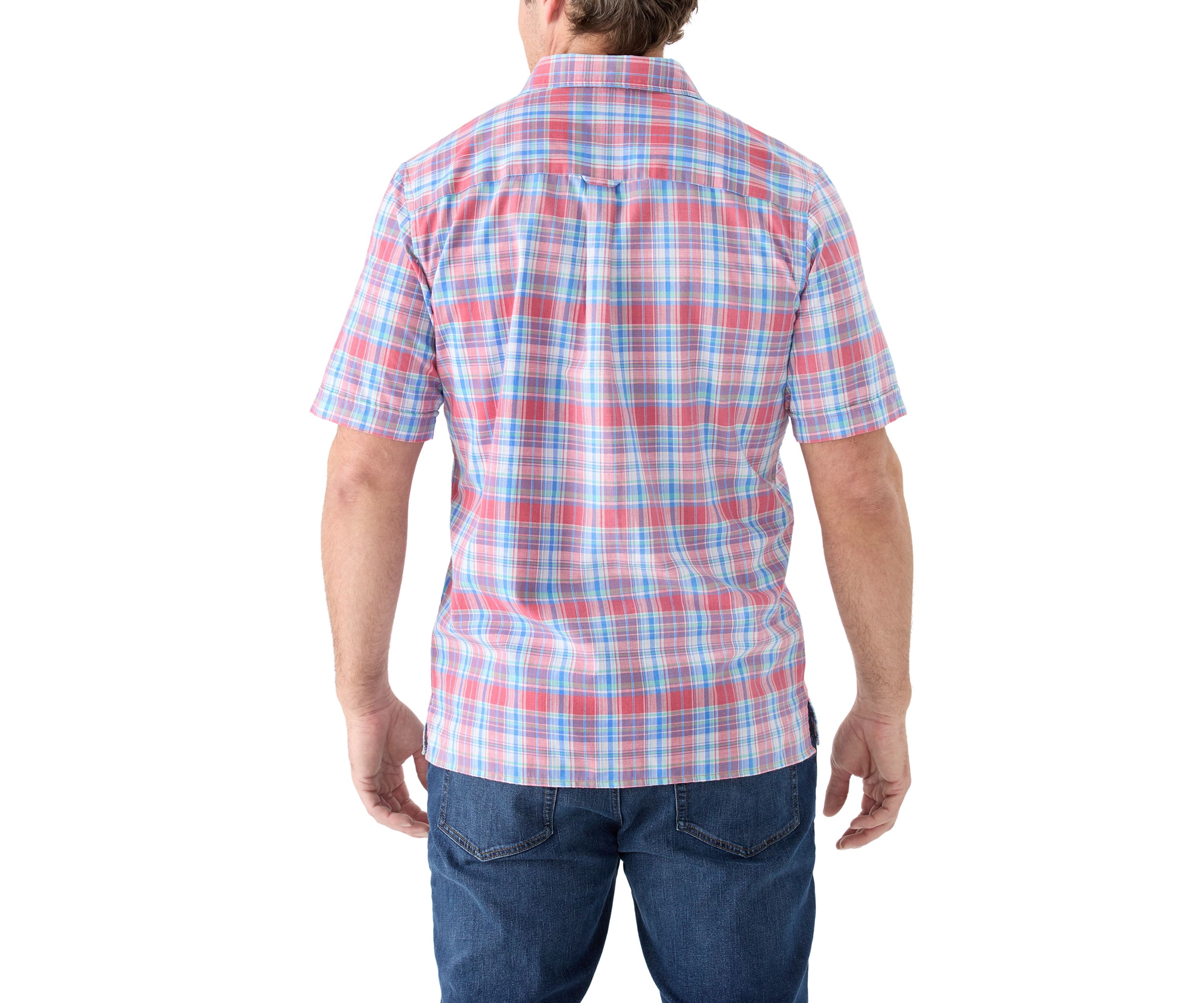 Big & Tall Short Sleeve Madras Plaid Shirt 