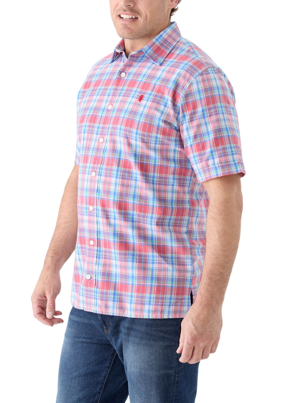 Big & Tall Short Sleeve Madras Plaid Shirt 
