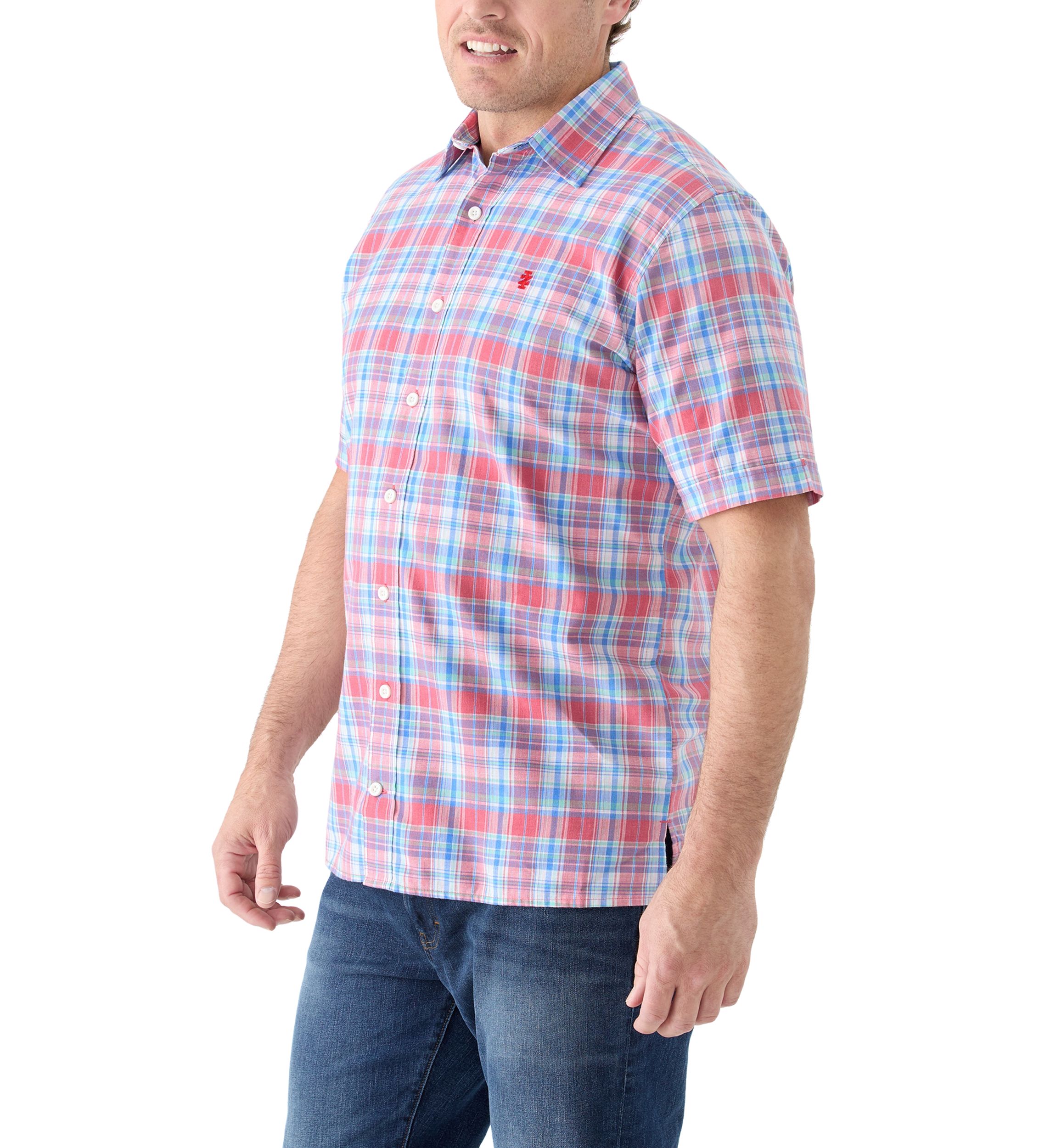 Big & Tall Short Sleeve Madras Plaid Shirt 