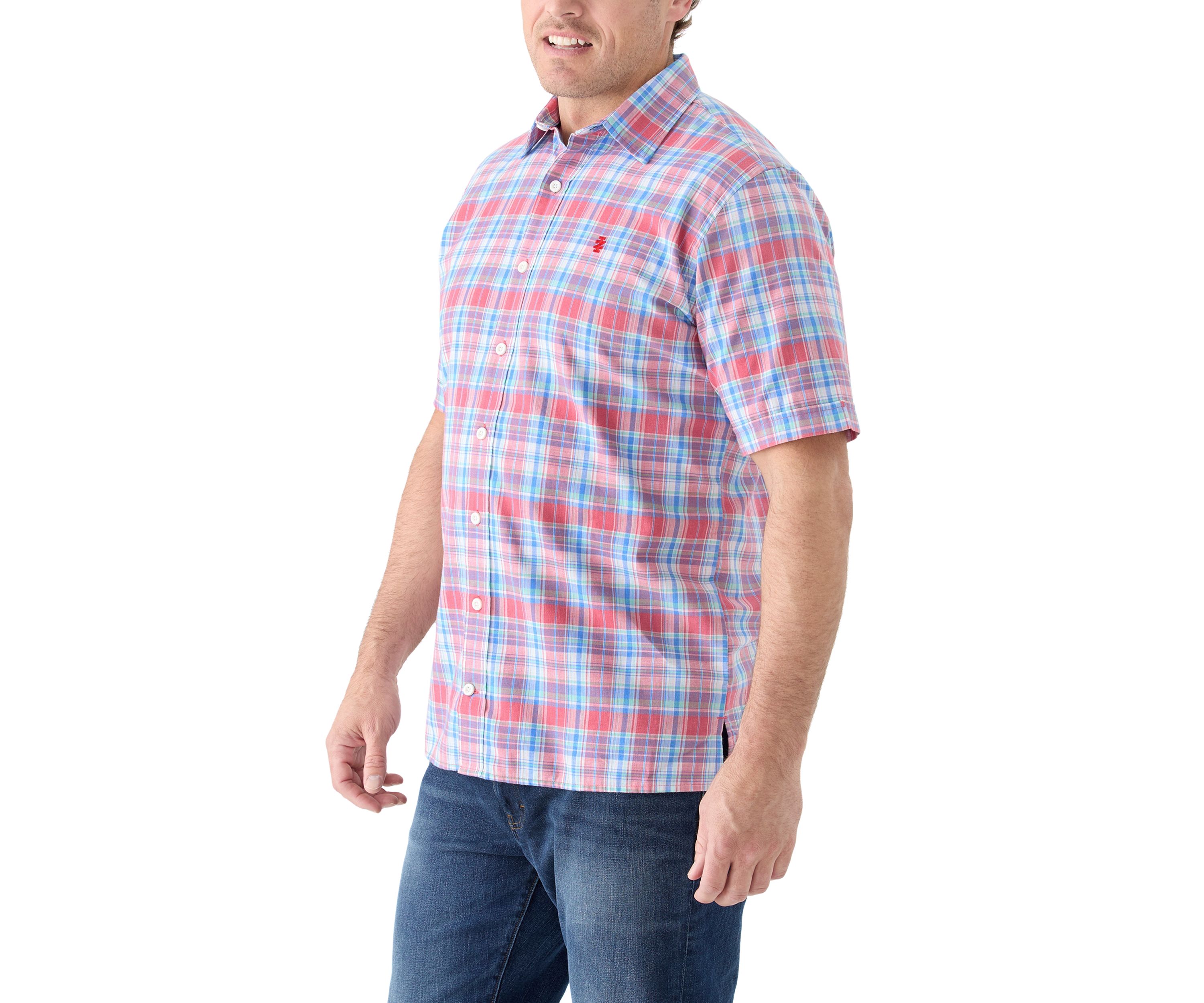 Big & Tall Short Sleeve Madras Plaid Shirt 