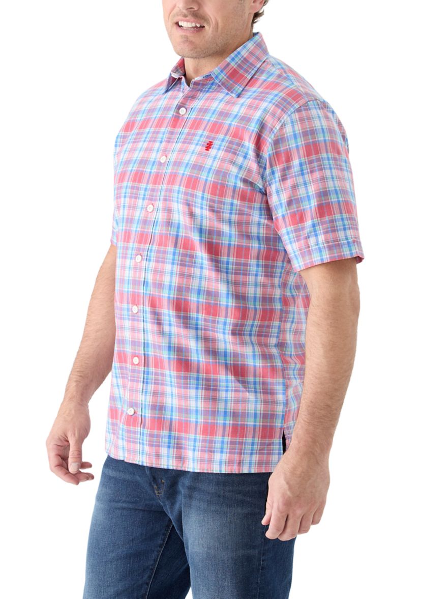 Big & Tall Short Sleeve Madras Plaid Shirt 