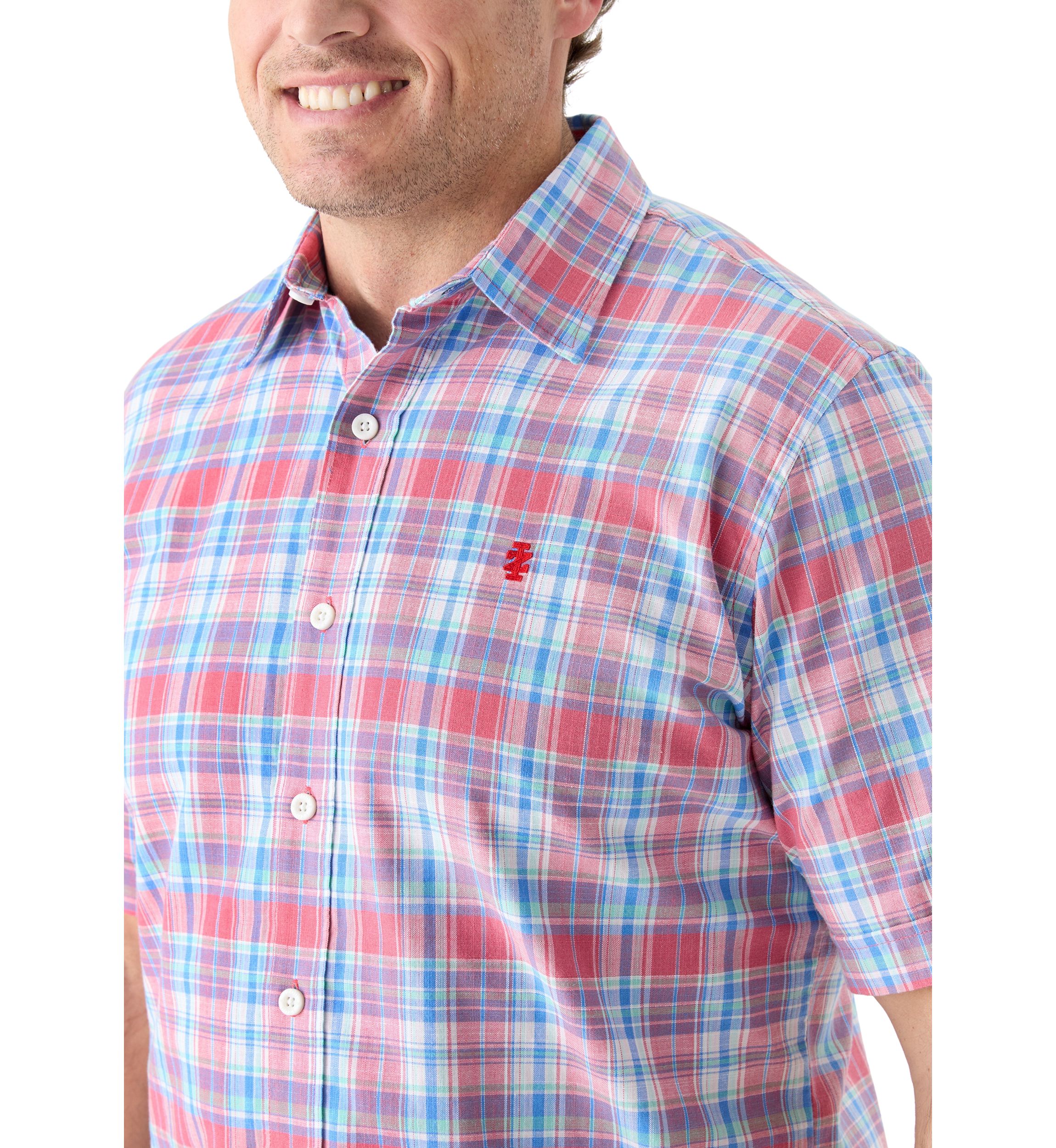 Big & Tall Short Sleeve Madras Plaid Shirt 