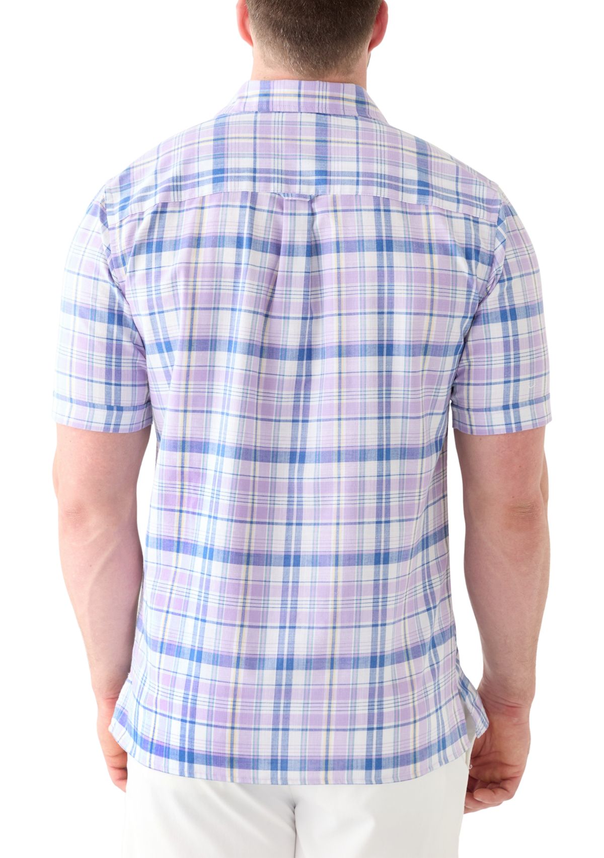 Big & Tall Short Sleeve Madras Plaid Woven Shirt