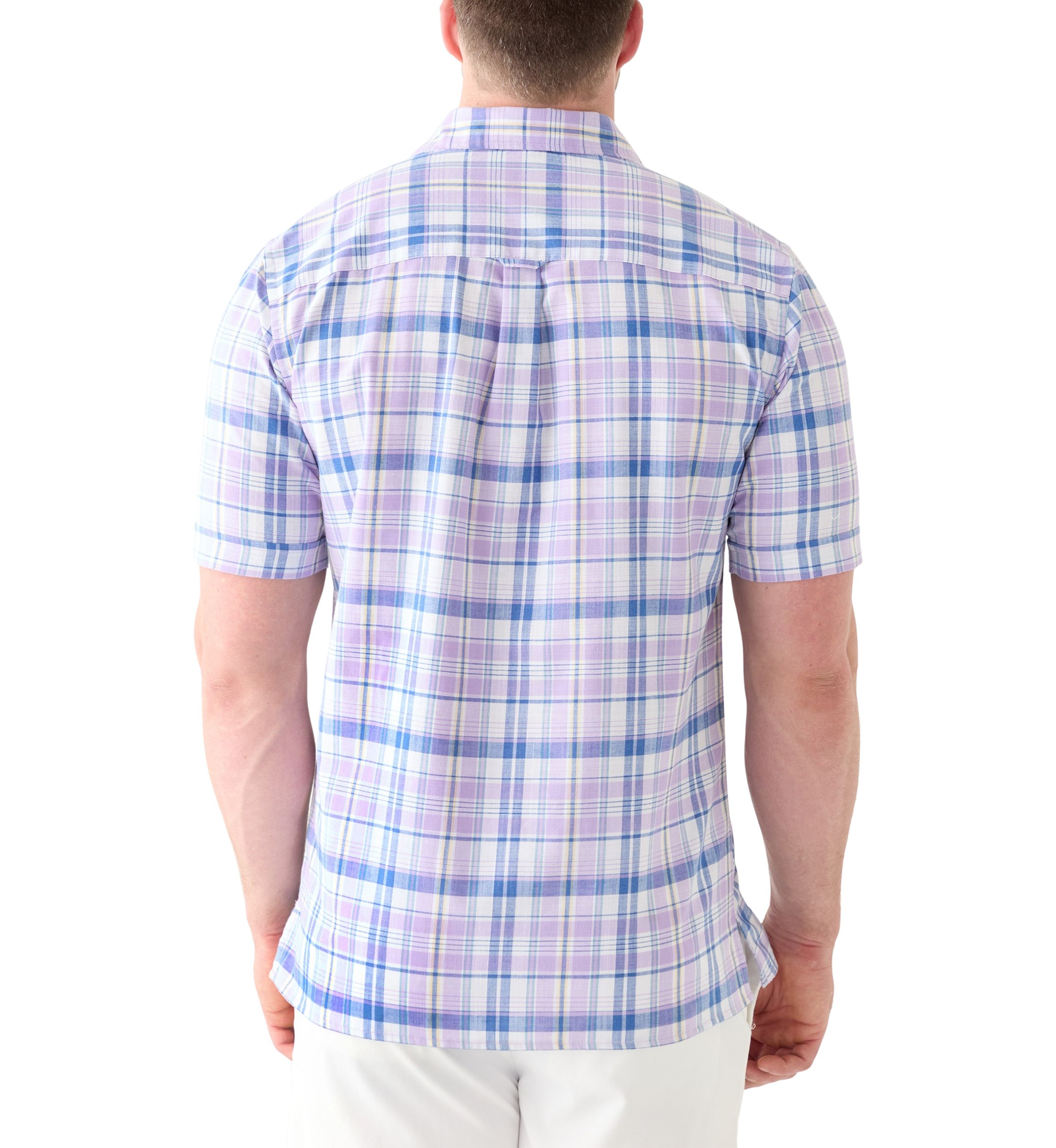 Big & Tall Short Sleeve Madras Plaid Woven Shirt