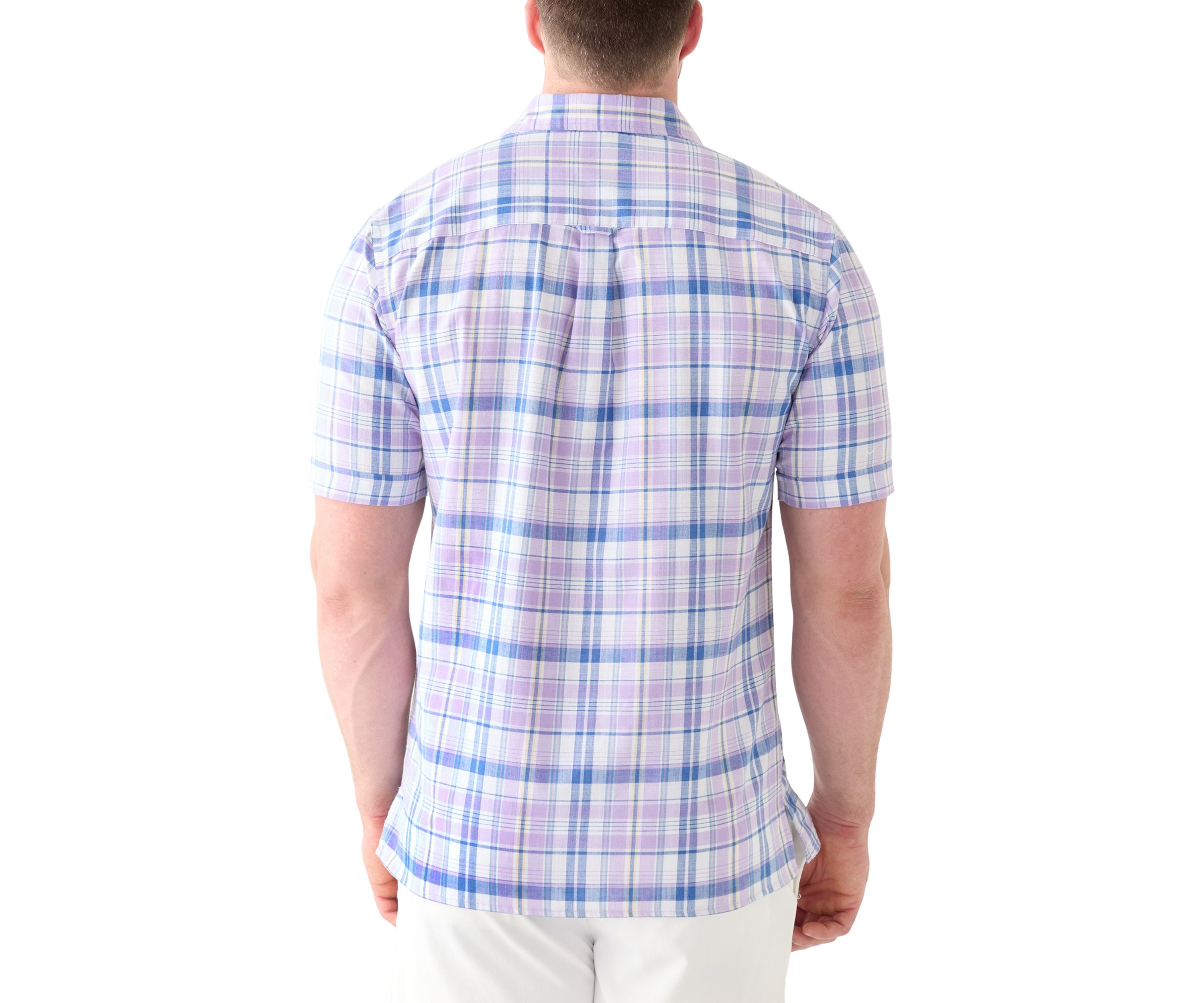 Big & Tall Short Sleeve Madras Plaid Woven Shirt