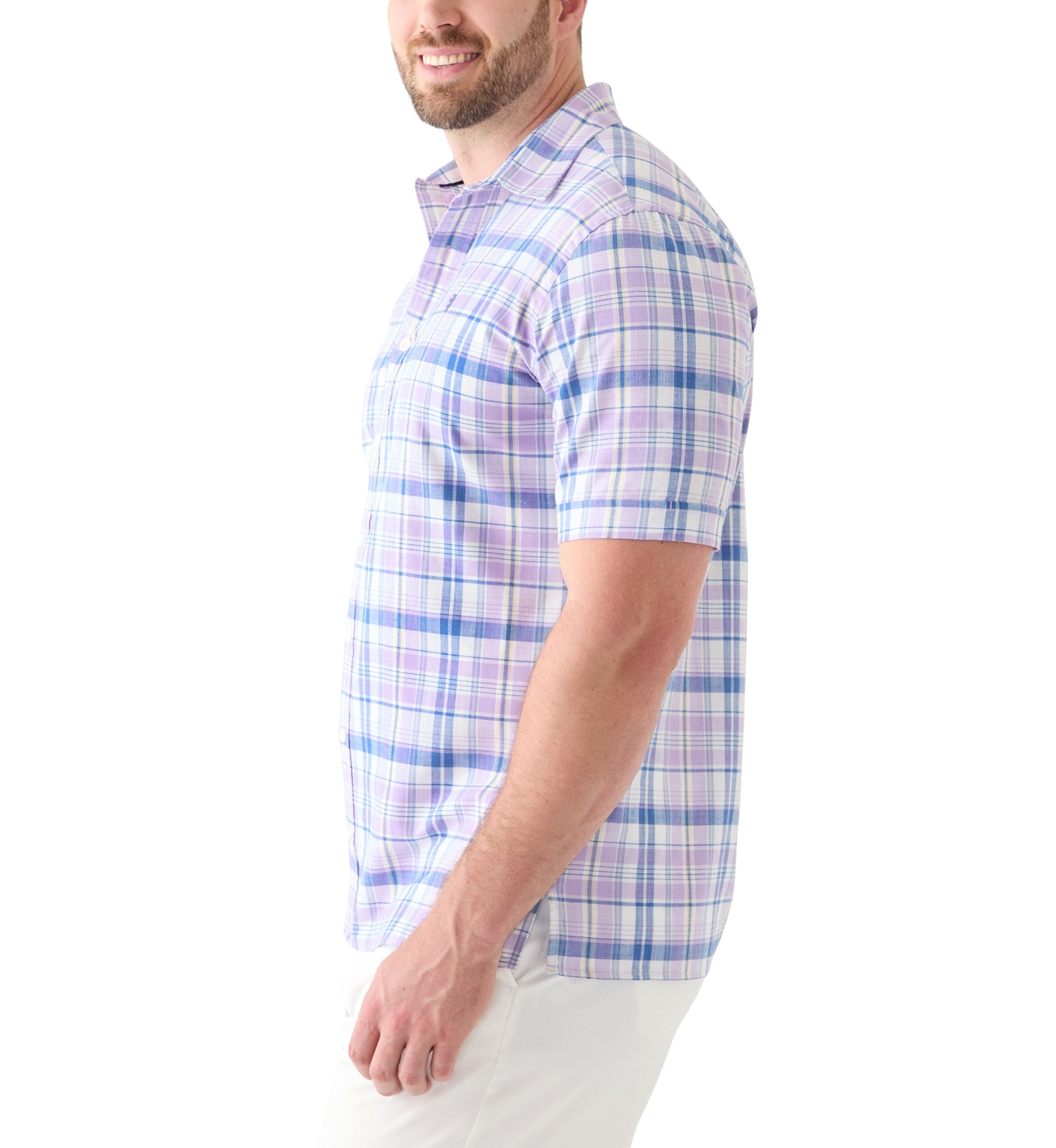 Big & Tall Short Sleeve Madras Plaid Woven Shirt
