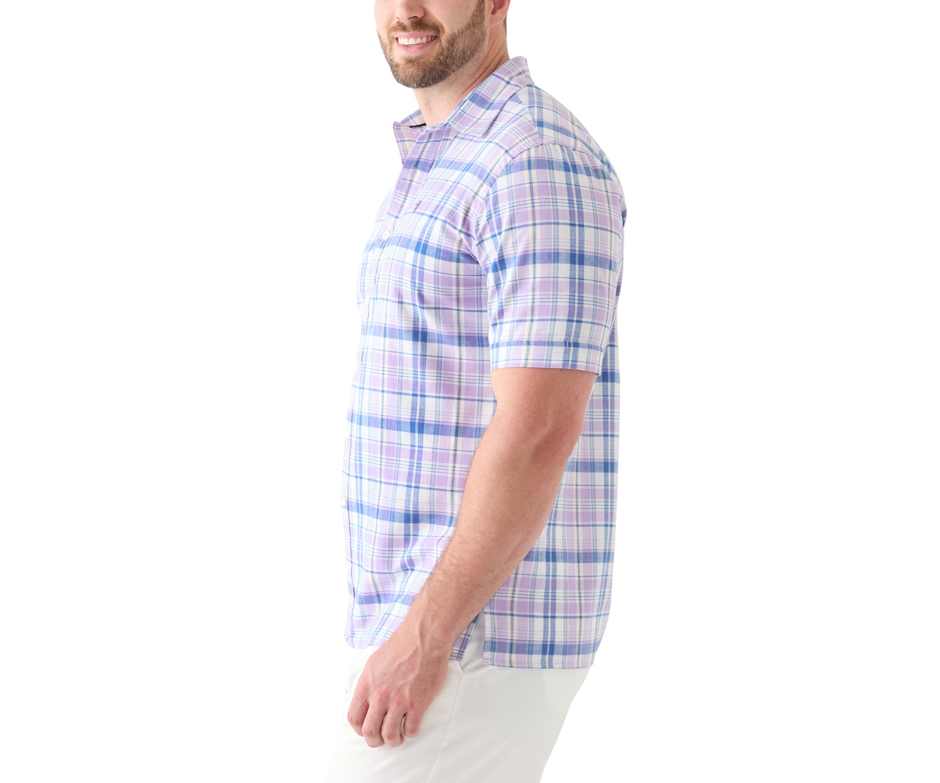 Big & Tall Short Sleeve Madras Plaid Woven Shirt