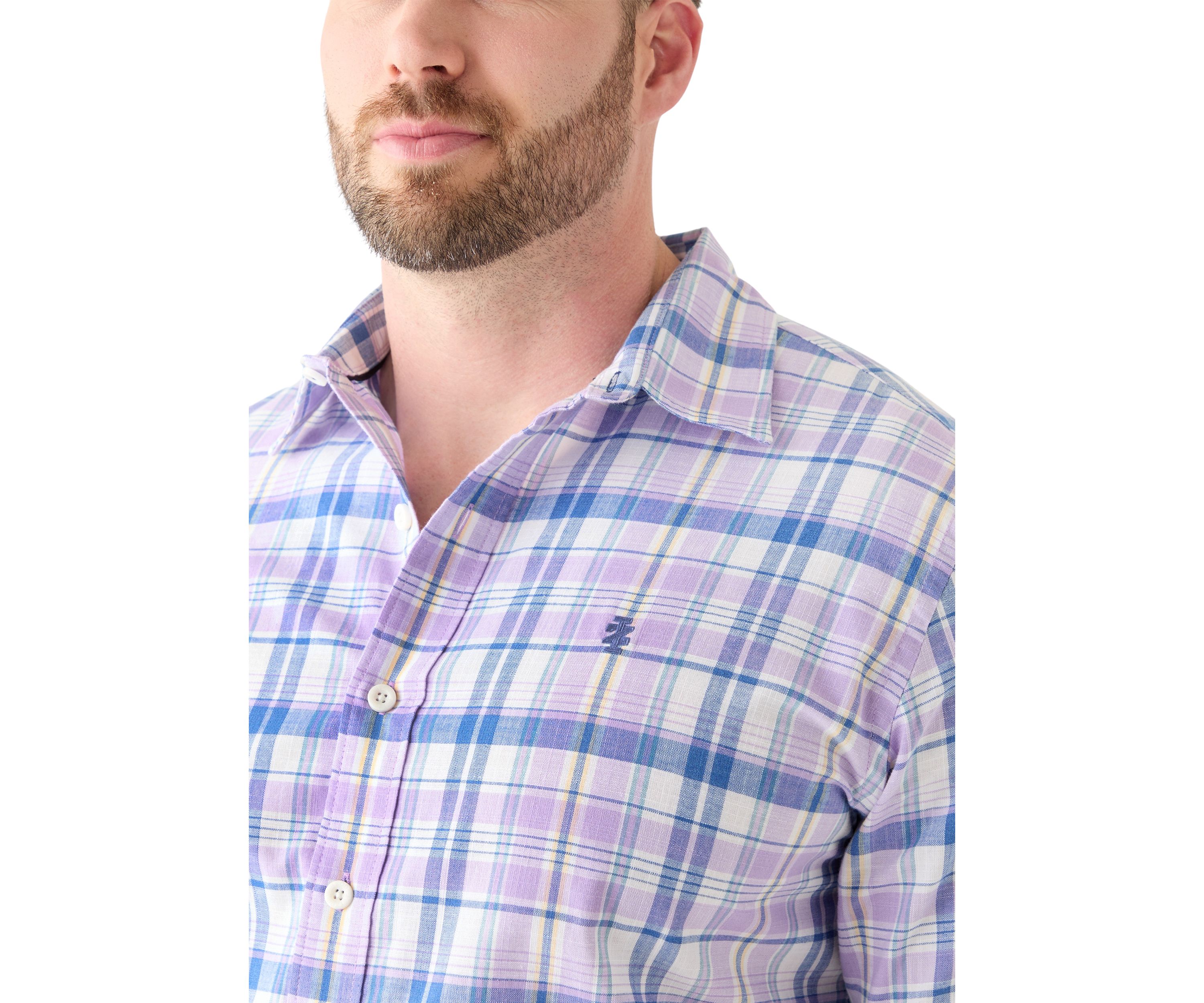 Big & Tall Short Sleeve Madras Plaid Woven Shirt