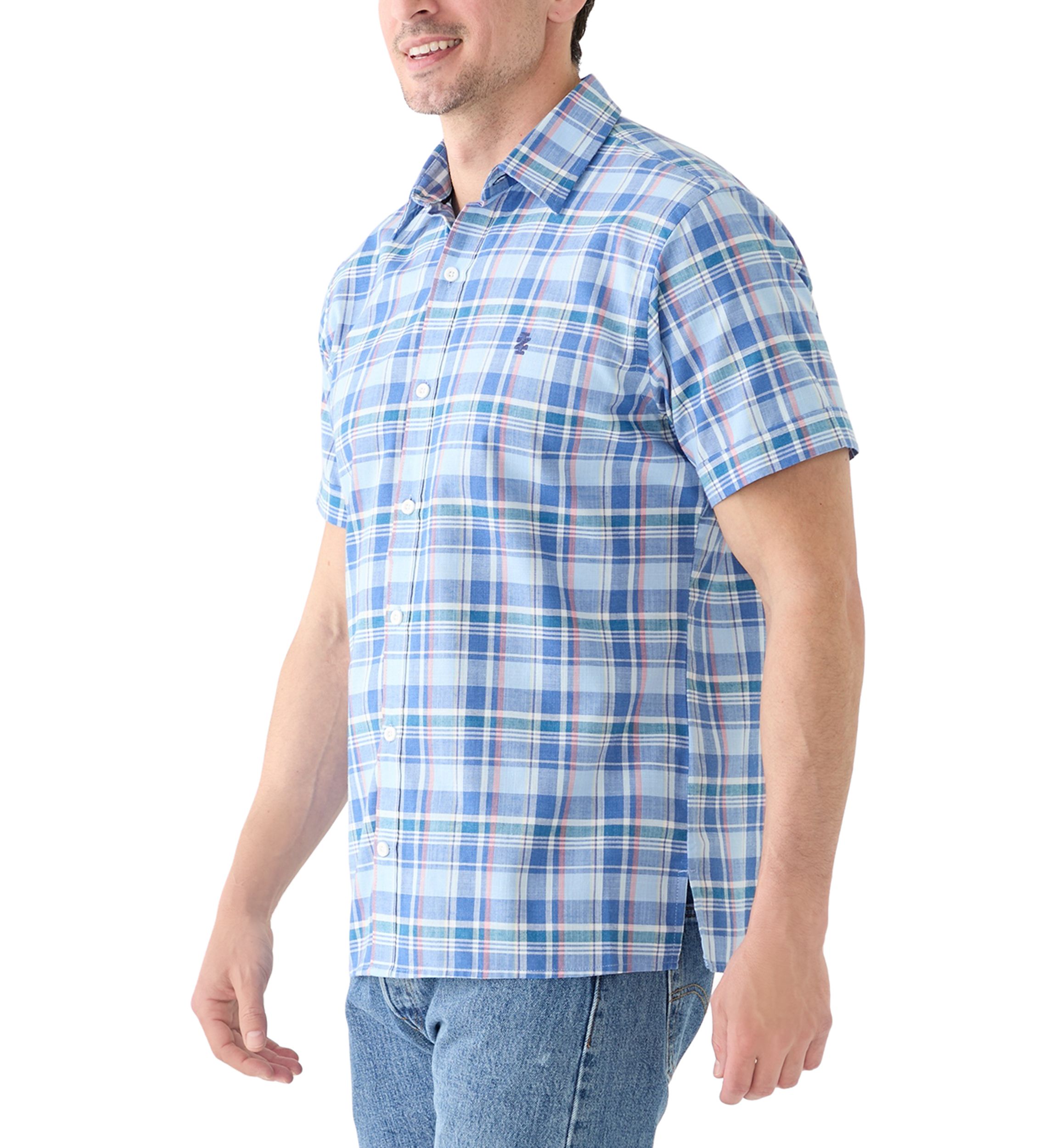 Short Sleeve Madras Plaid Linen Shirt