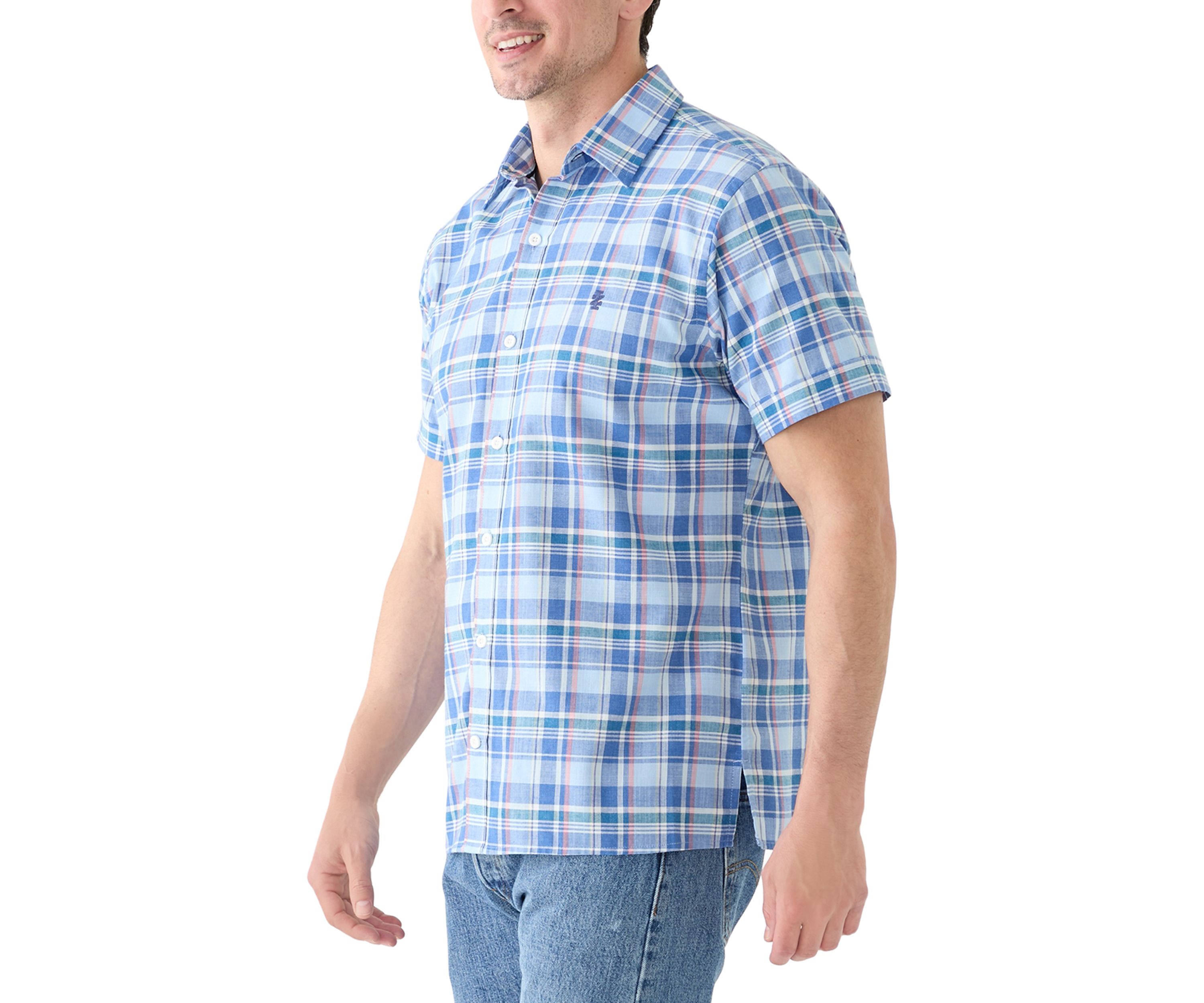 Short Sleeve Madras Plaid Linen Shirt