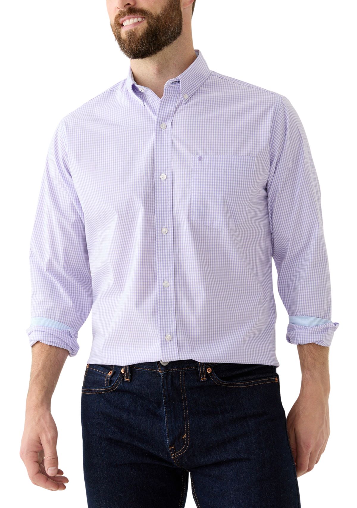 Long Sleeve Performance Gingham Shirt