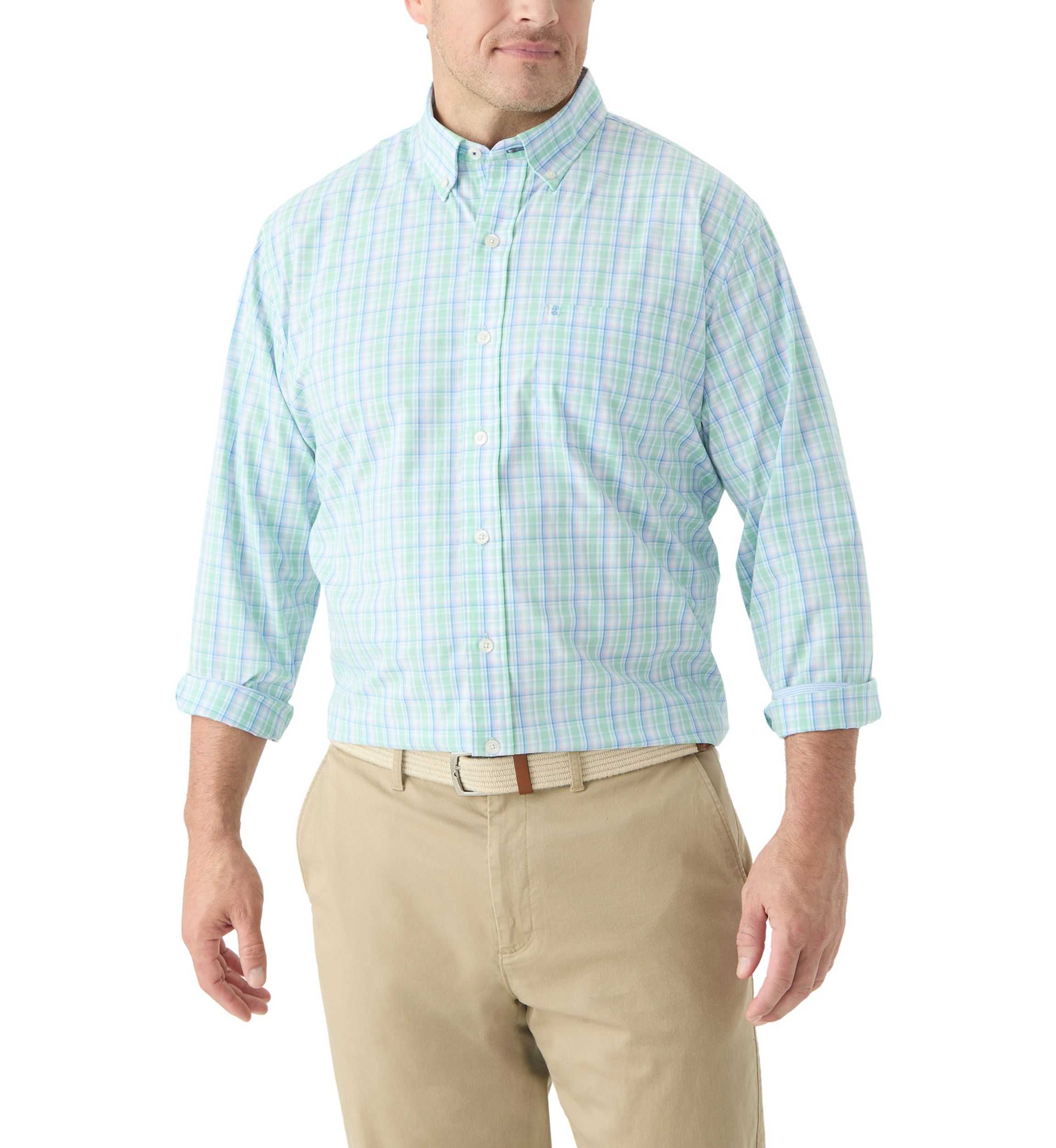 Big & Tall Long Sleeve Performance Comfort Multi Plaid Woven Shirt