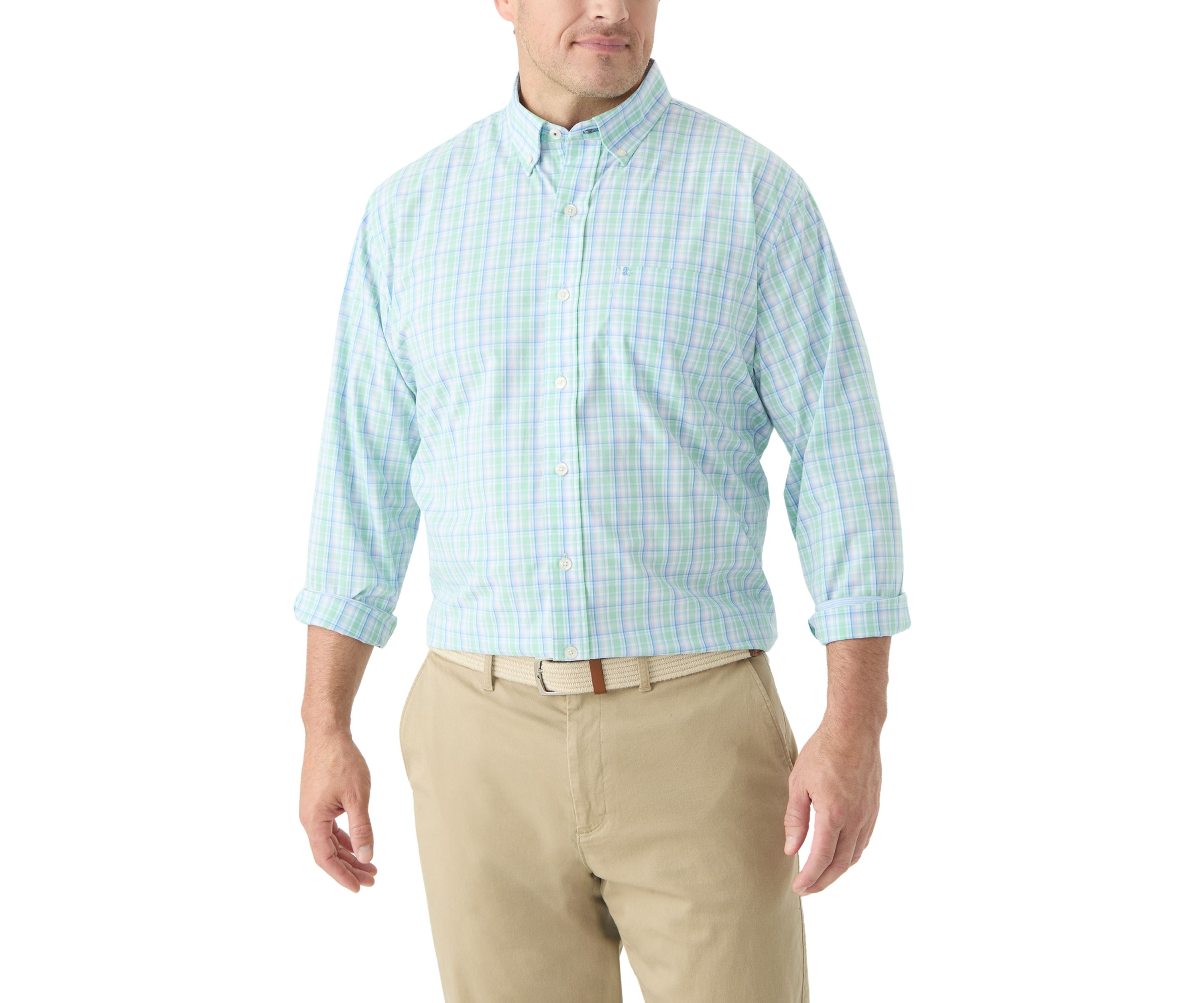 Big & Tall Long Sleeve Performance Comfort Multi Plaid Woven Shirt