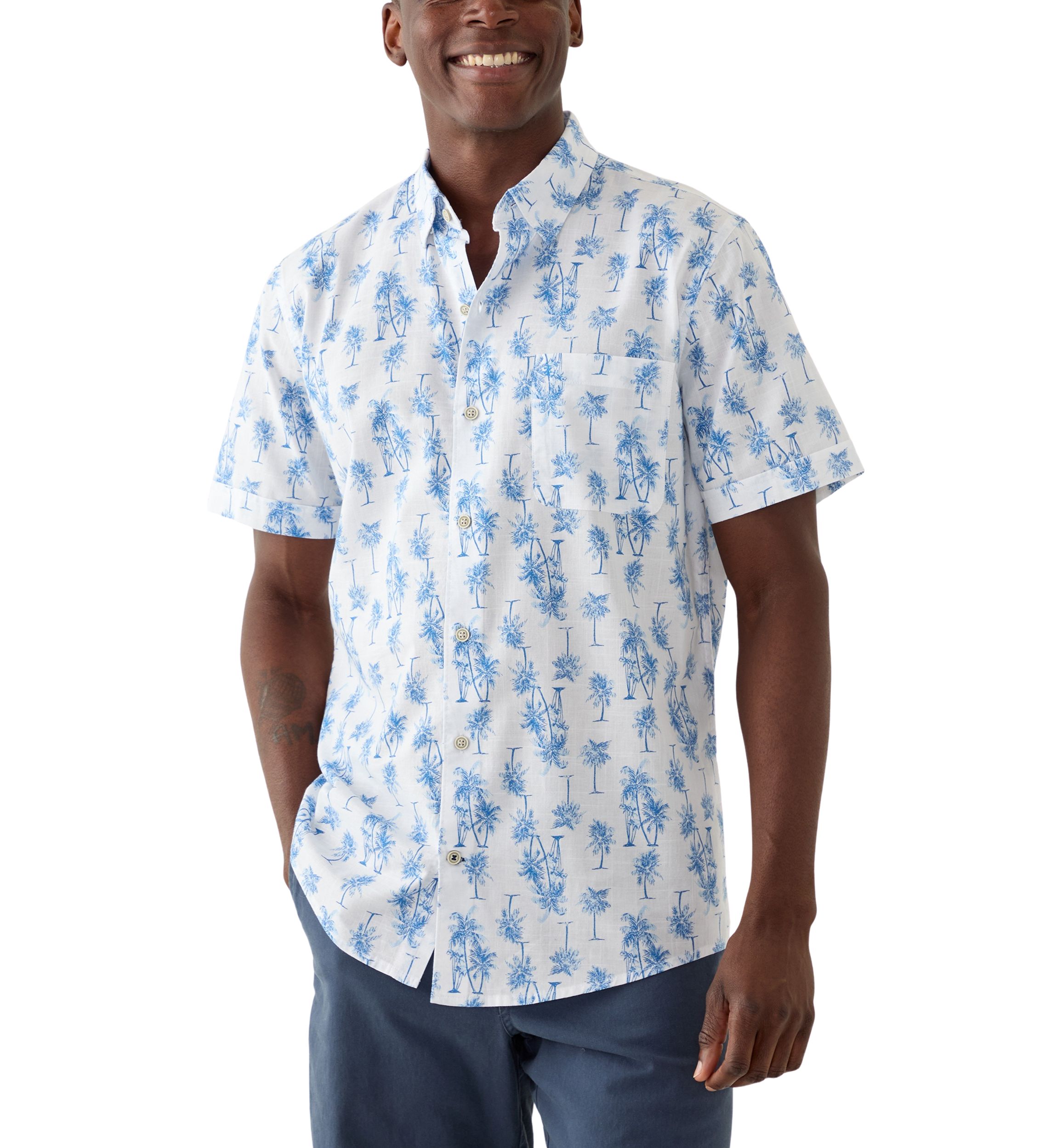 Palm Tree Short Sleeve Woven Shirt