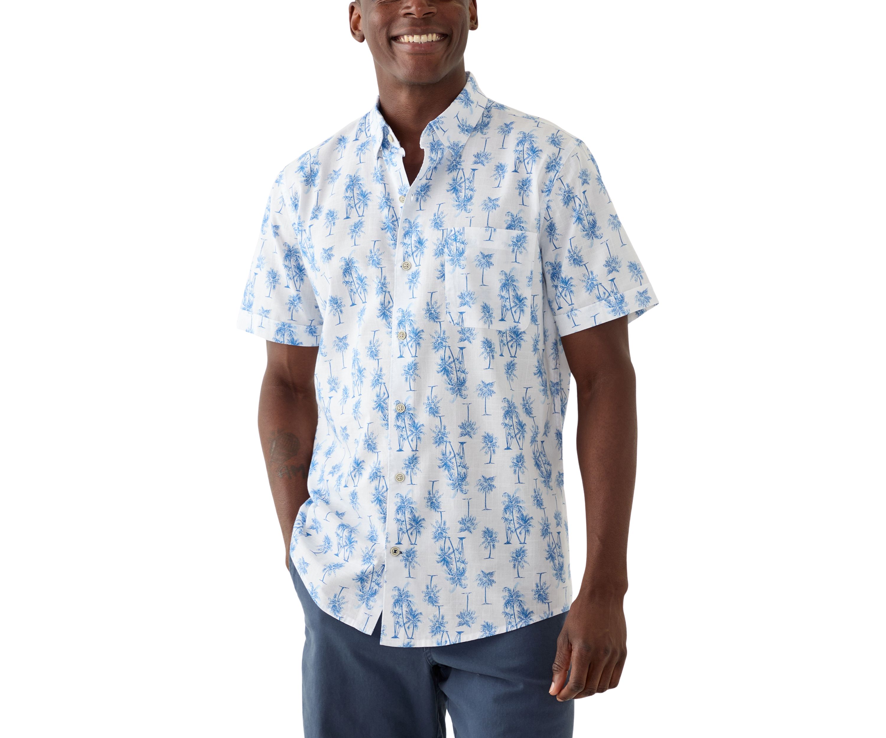 Palm Tree Short Sleeve Woven Shirt