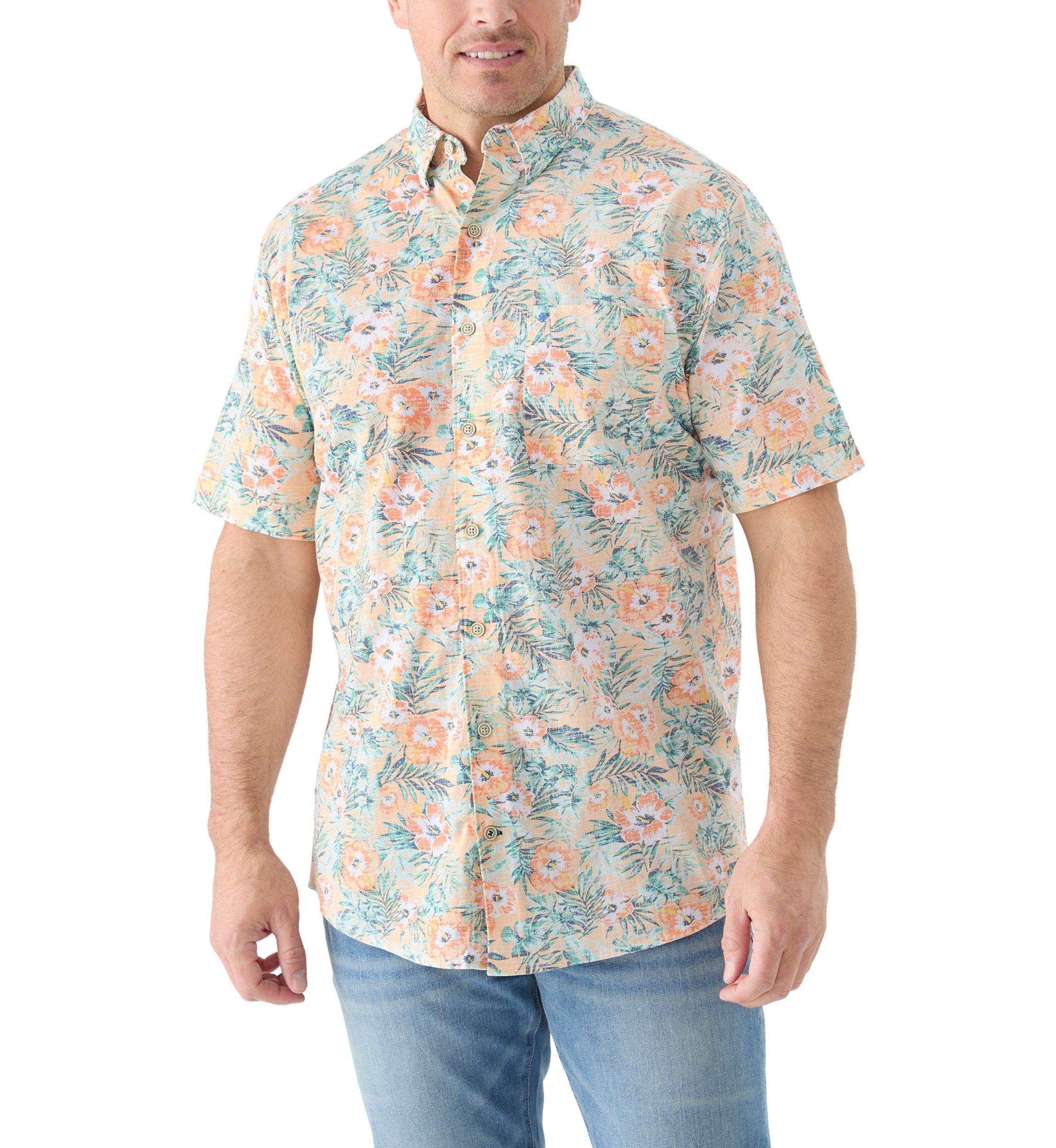 Big & Tall Dockside Chambray Floral Print Woven Shirt