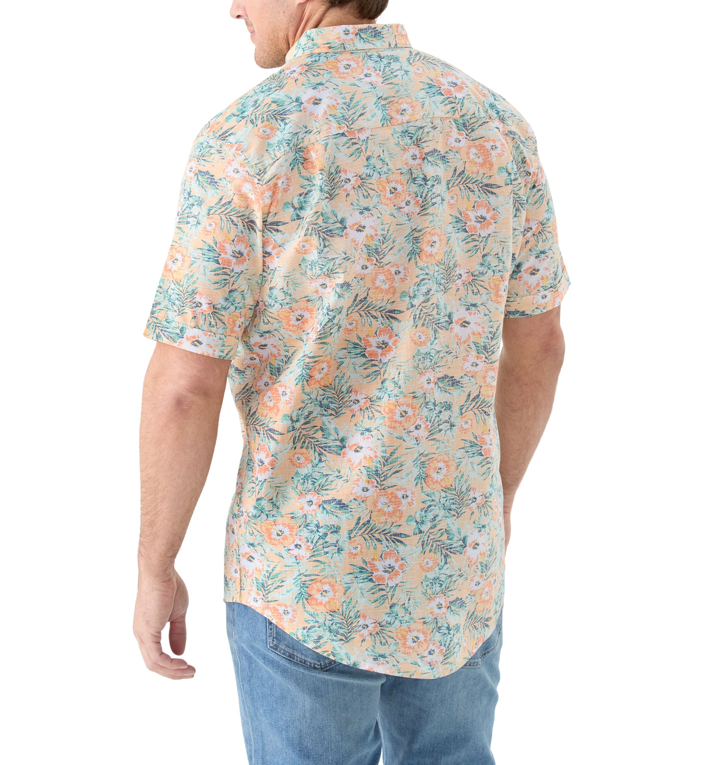 Big & Tall Dockside Chambray Floral Print Woven Shirt