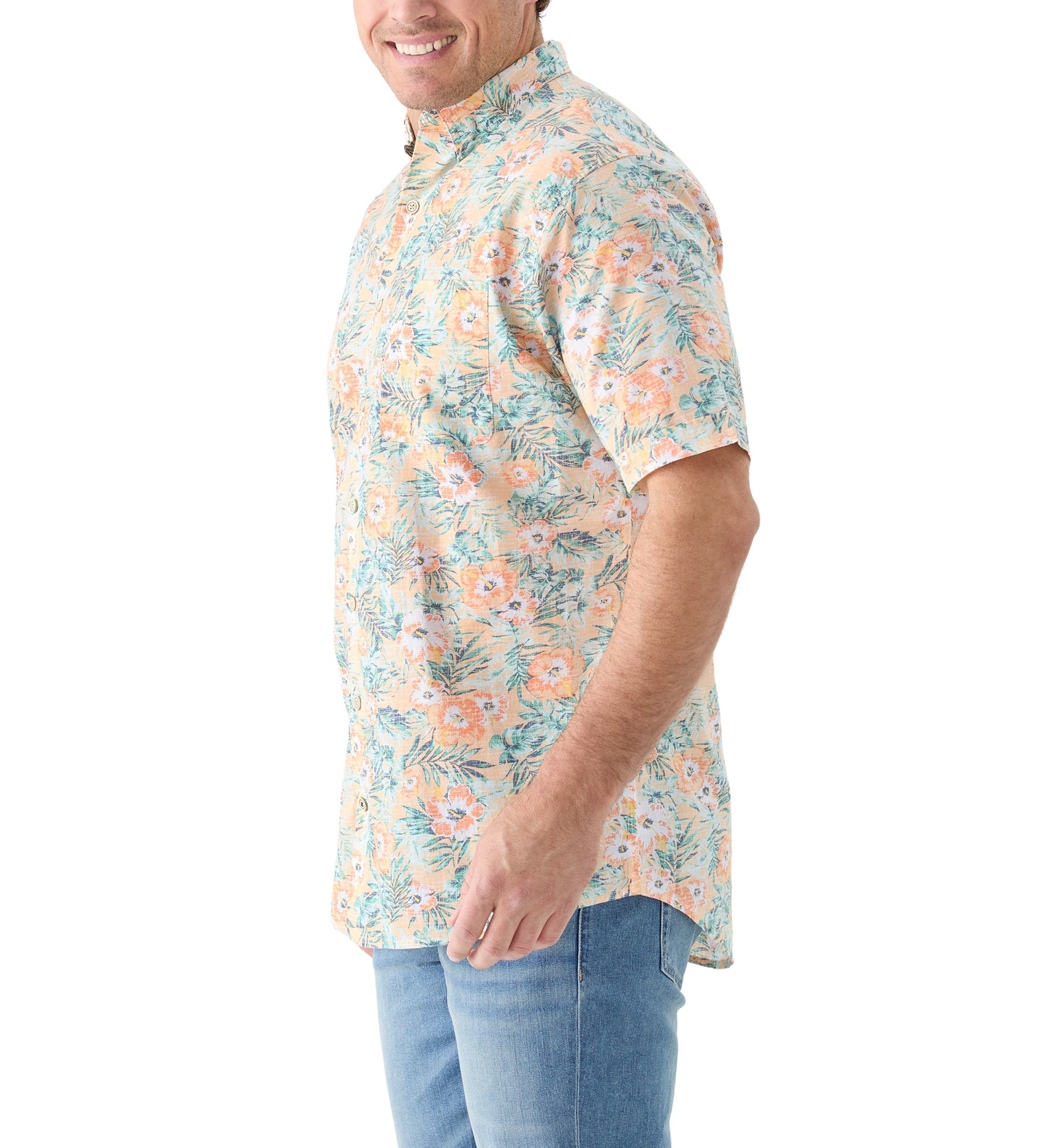 Big & Tall Dockside Chambray Floral Print Woven Shirt