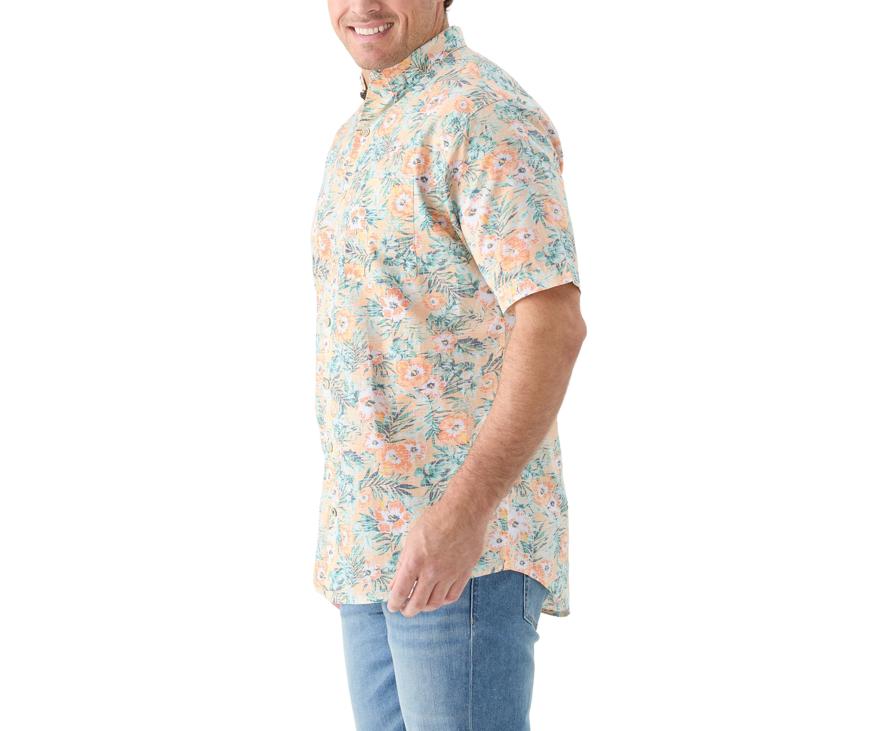 Big & Tall Dockside Chambray Floral Print Woven Shirt