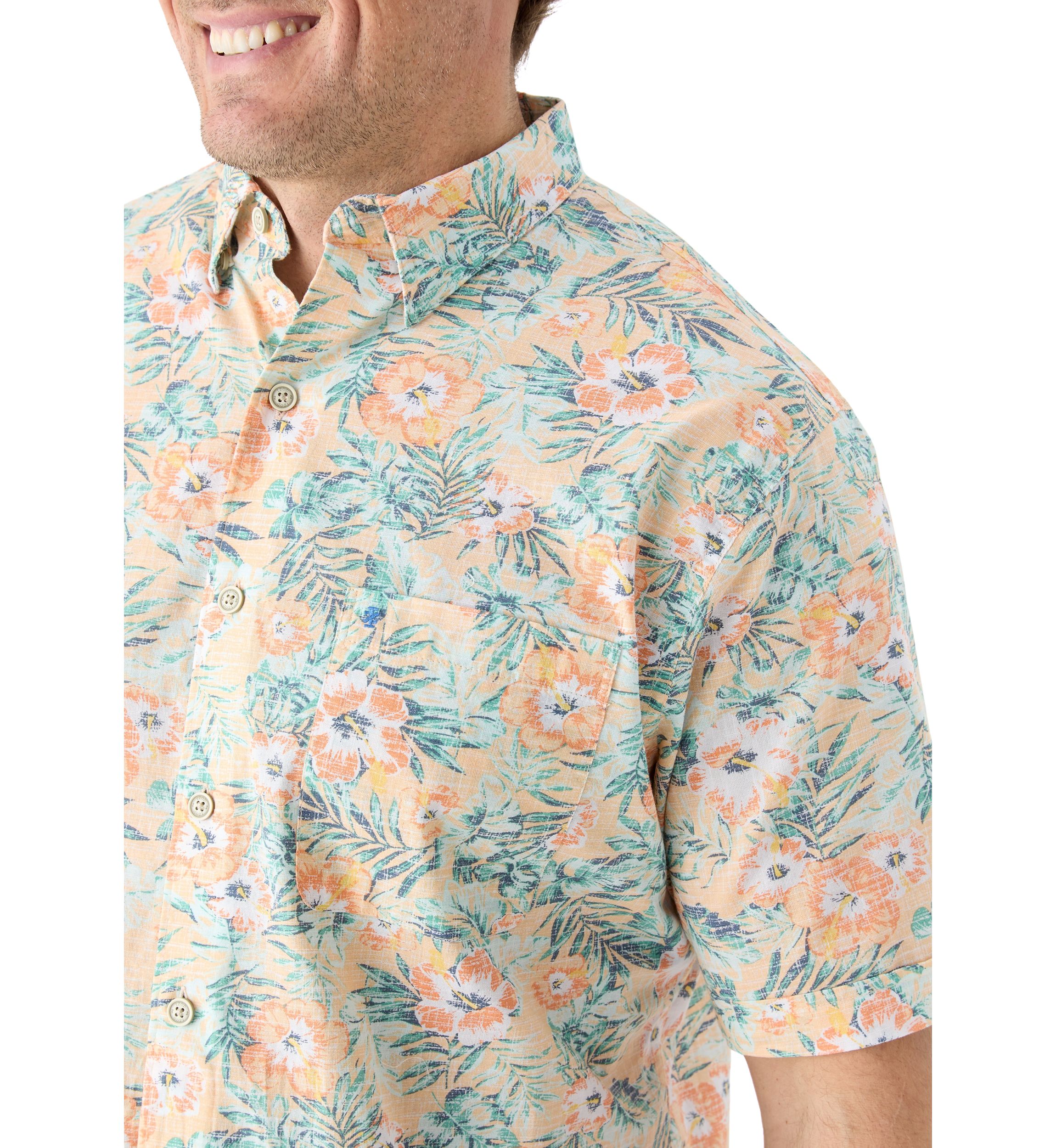 Big & Tall Dockside Chambray Floral Print Woven Shirt